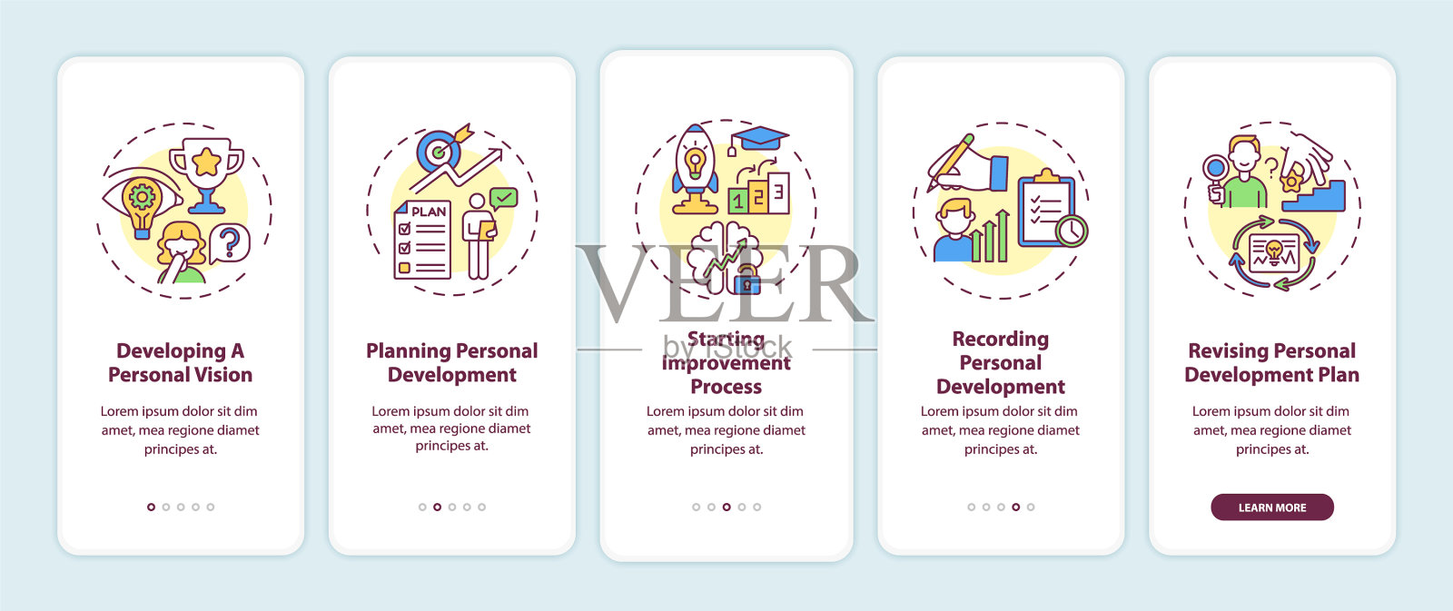 个人发展步骤的手机应用程序插画图片素材