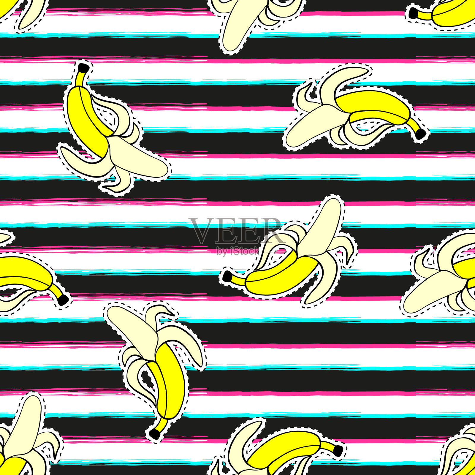 时尚无缝香蕉图案插画图片素材