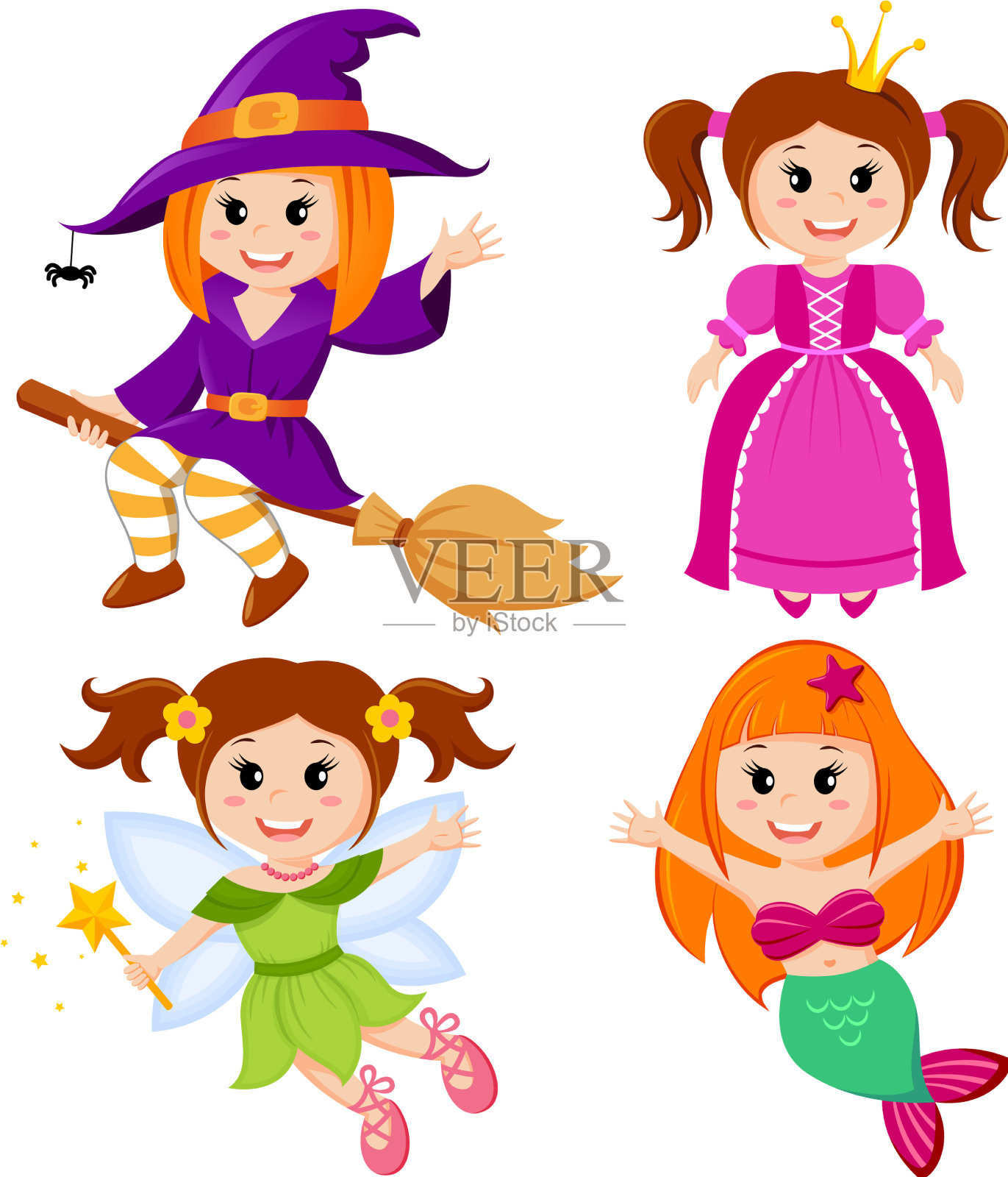 设定可爱的童话女孩万圣节女巫插画图片素材