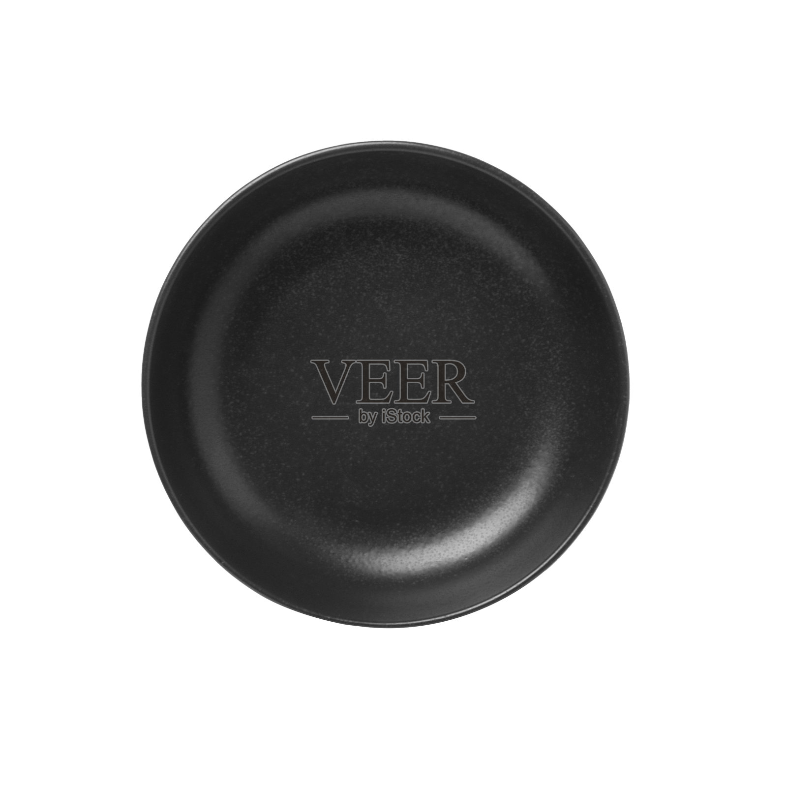 黑色空圆板上的白色孤立背景，俯视图。照片摄影图片