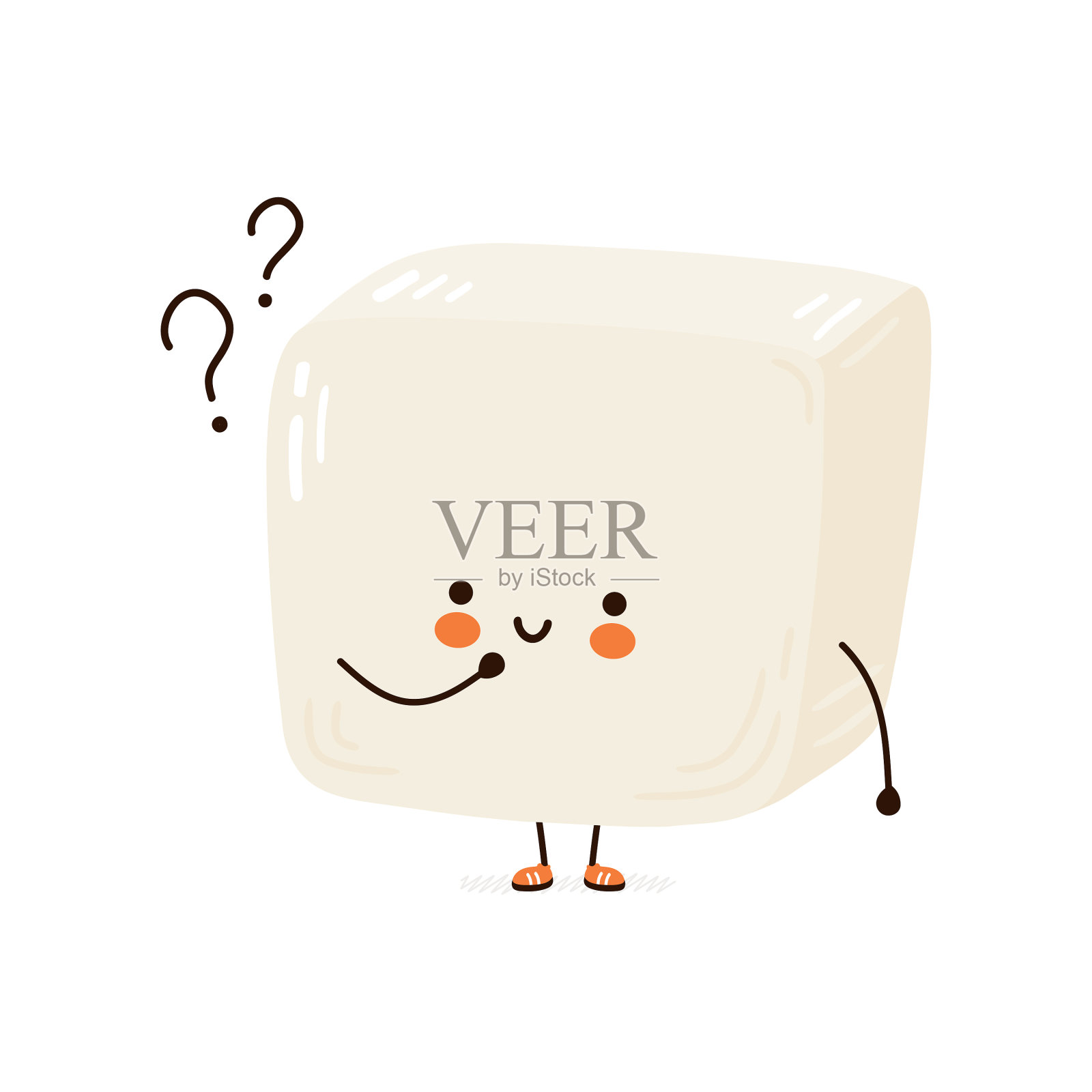 可爱搞笑的豆腐带问号的手设计元素图片