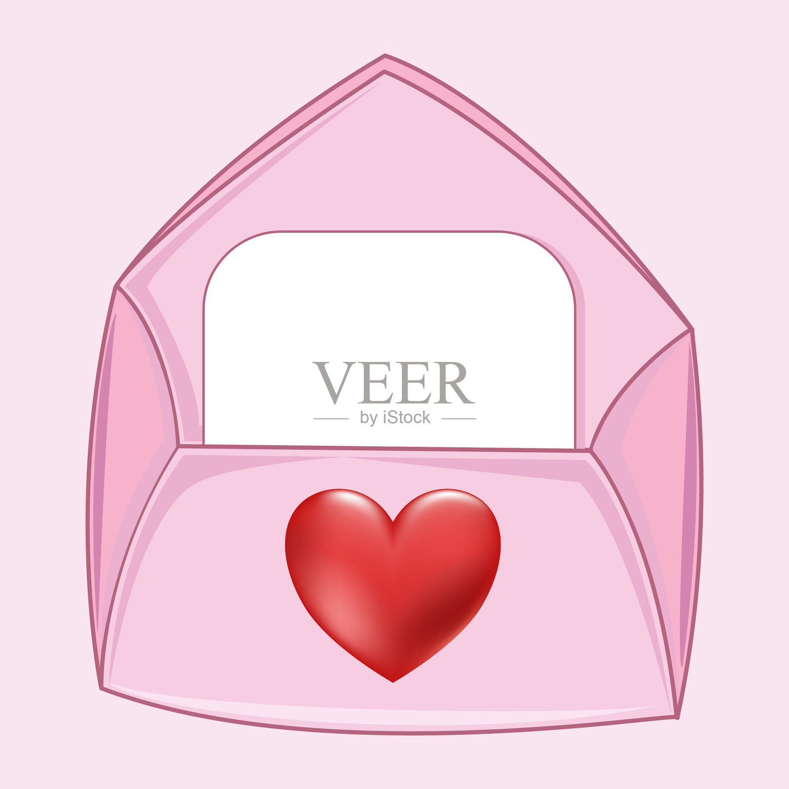 粉色信封，配爱心，适合爱情插画图片素材