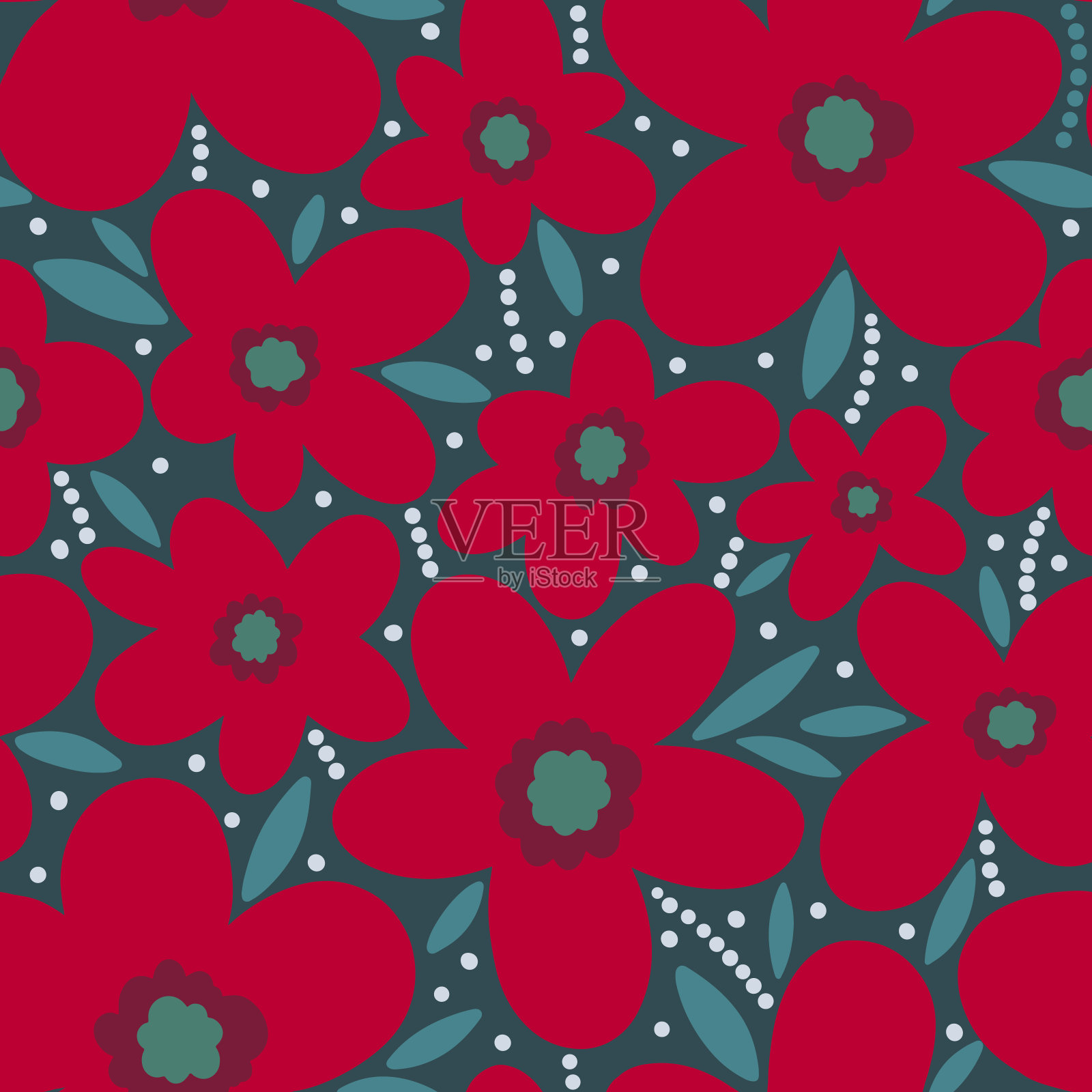 无缝花图案花抽象。植物vintage自然背景。打印时尚纺织插画图片素材