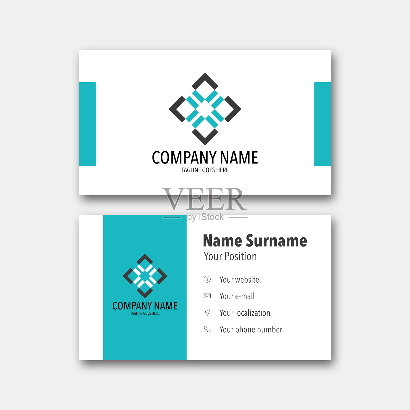 带有方形标志的名片插画图片素材