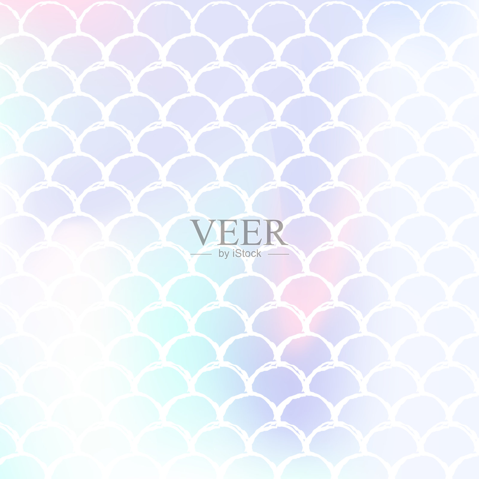 全息美人鱼背景与梯度规模。插画图片素材