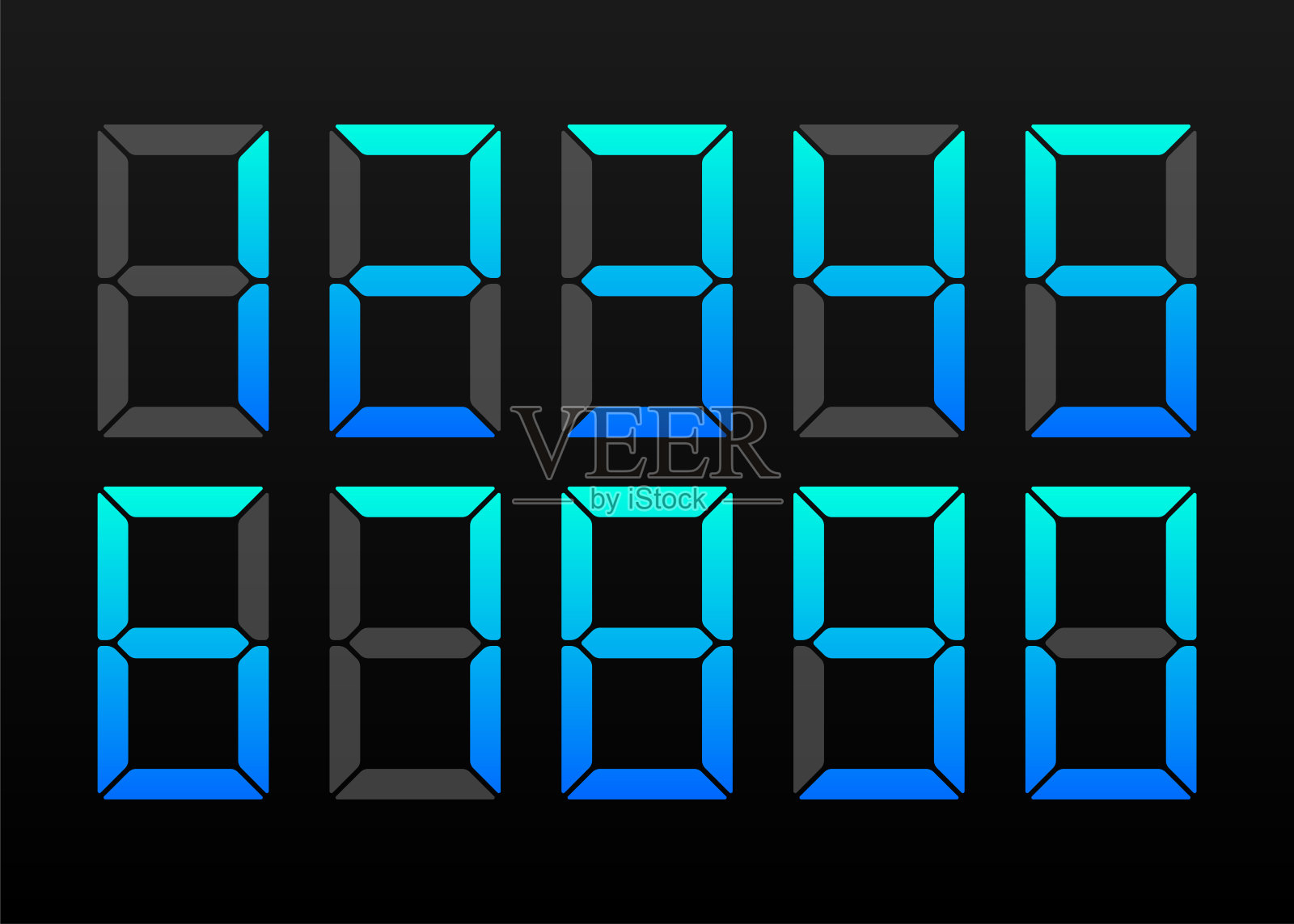 数字led光背景。数字的字体。矢量插图。插画图片素材