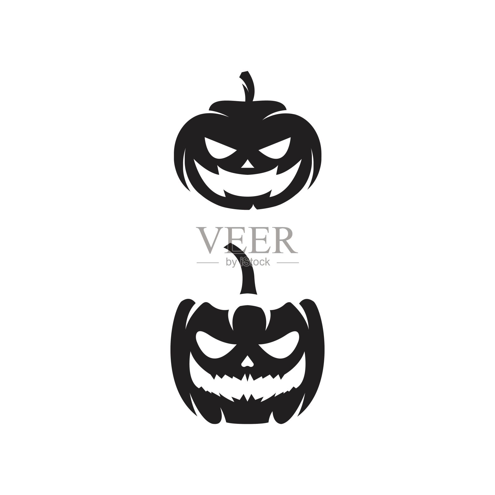 用微笑南瓜做万圣节派对的设计插画图片素材