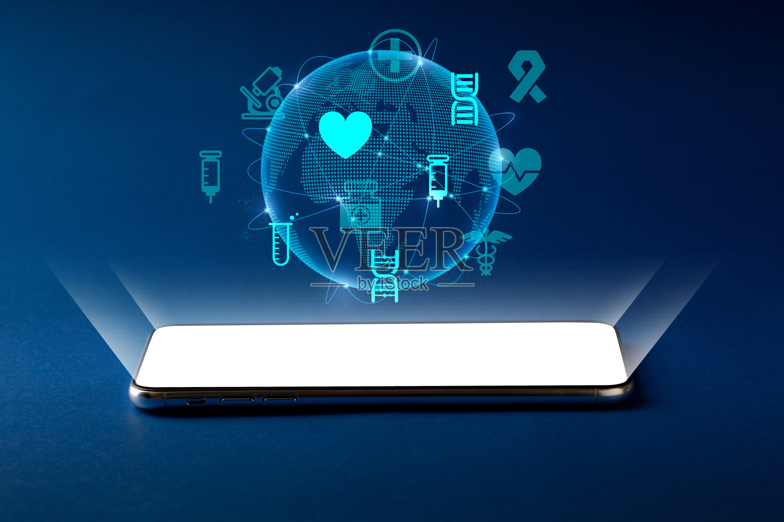 智能手机上的医学图标和应用程序，具有抽象背景照片摄影图片