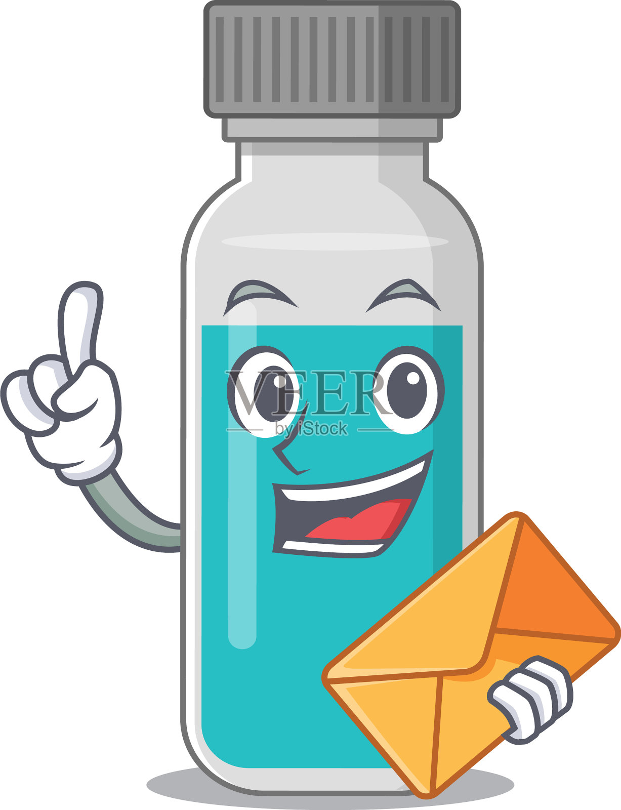 愉快的医学测试瓶上有个信封设计元素图片
