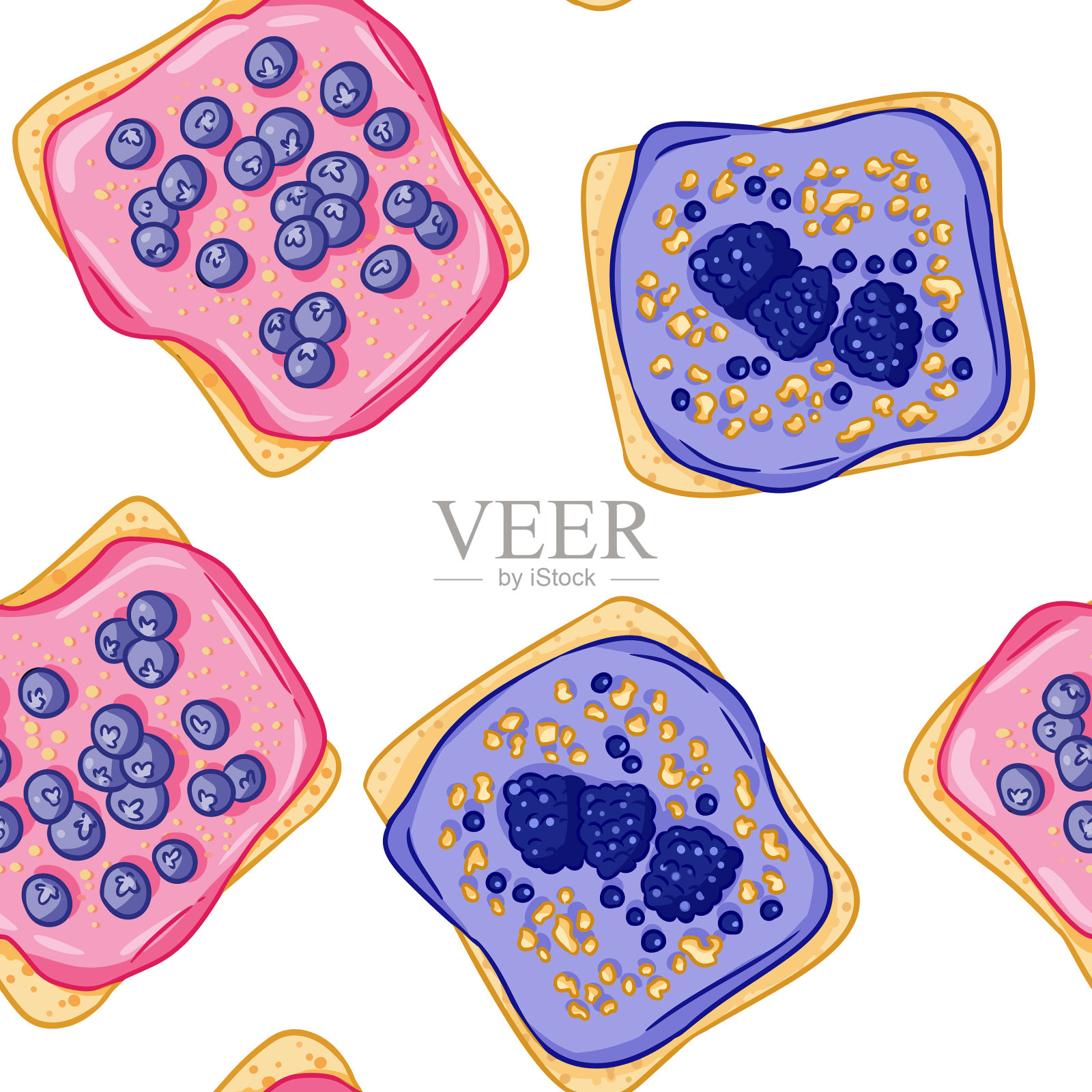 吐司面包三明治喜剧风格无缝衔接插画图片素材