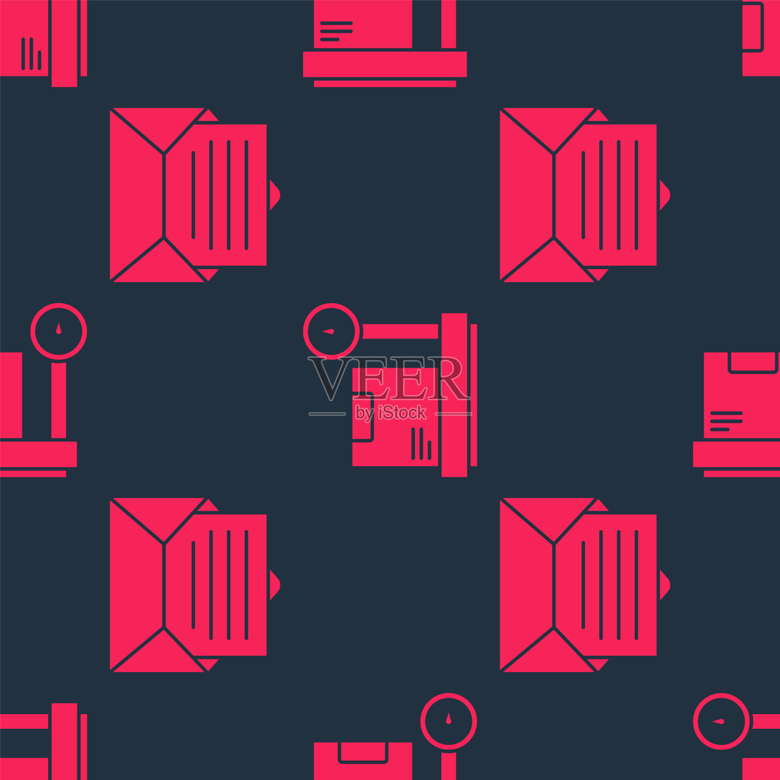 用纸盒固定信封和刻度图标素材