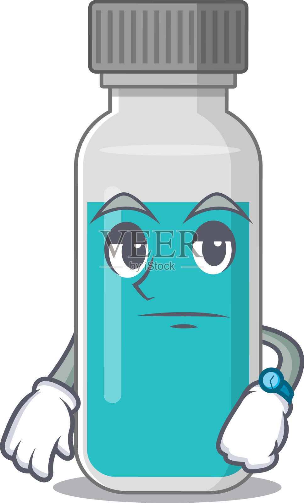 吉祥物药检瓶摆着等待的姿势设计元素图片