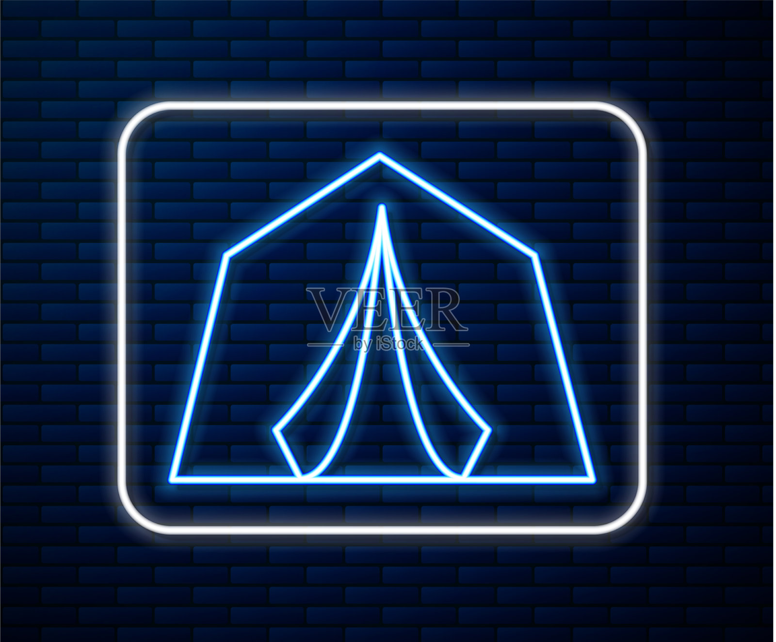 发光的霓虹灯线旅游帐篷图标孤立上插画图片素材