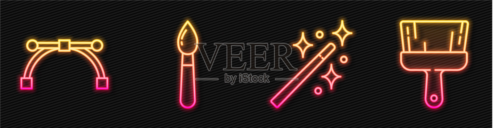 设置线条魔术棒和贝塞尔曲线漆刷插画图片素材