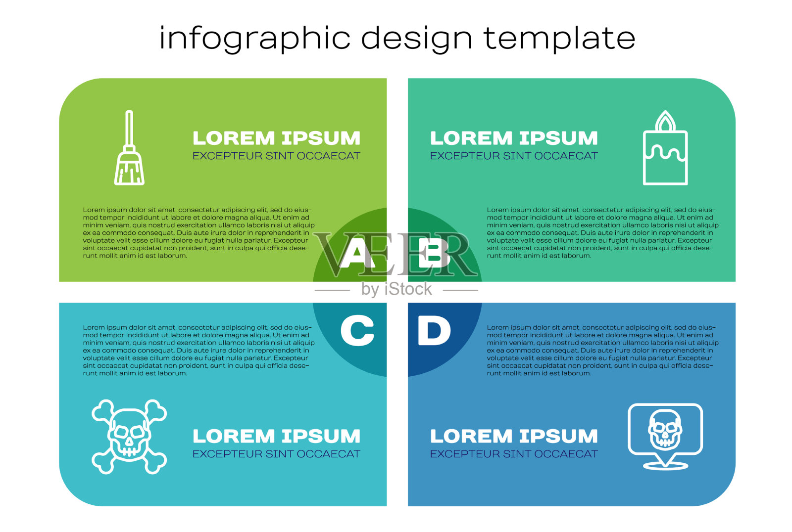 把骷髅放在交叉骨头上，女巫扫把和插画图片素材