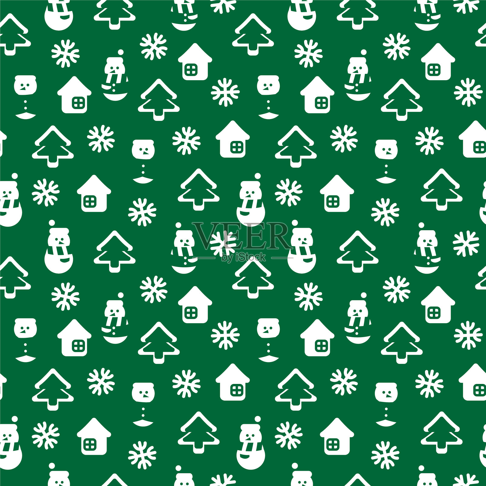 圣诞雪人无缝图案设计插画图片素材