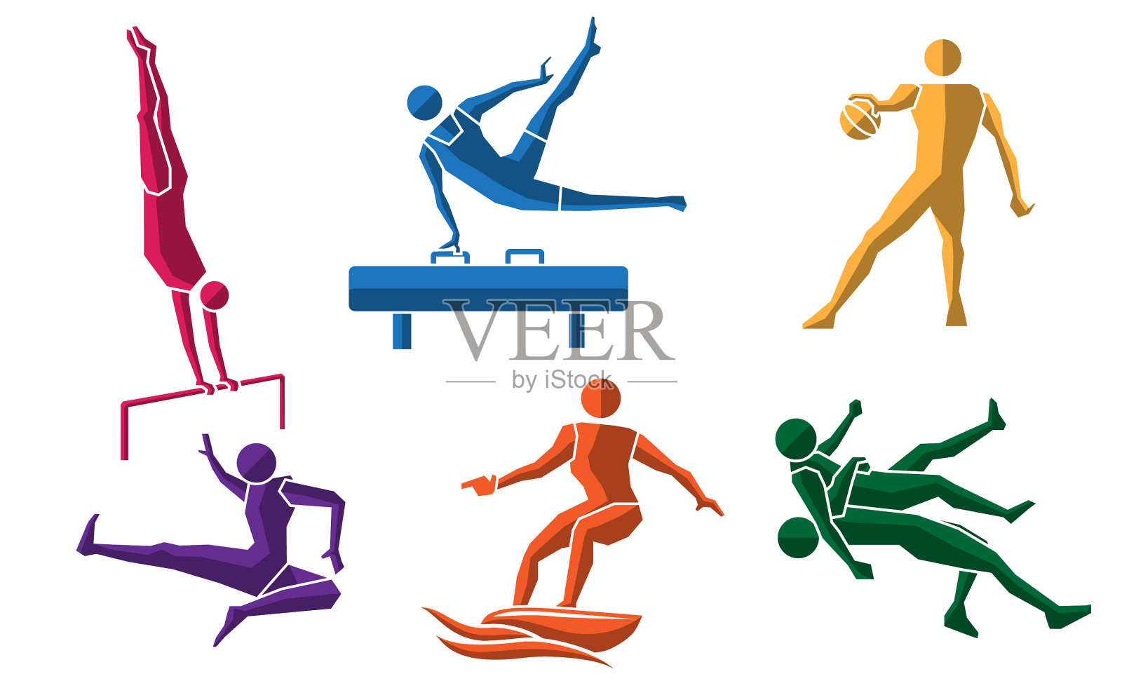 彩色运动平面图标设置06图标素材