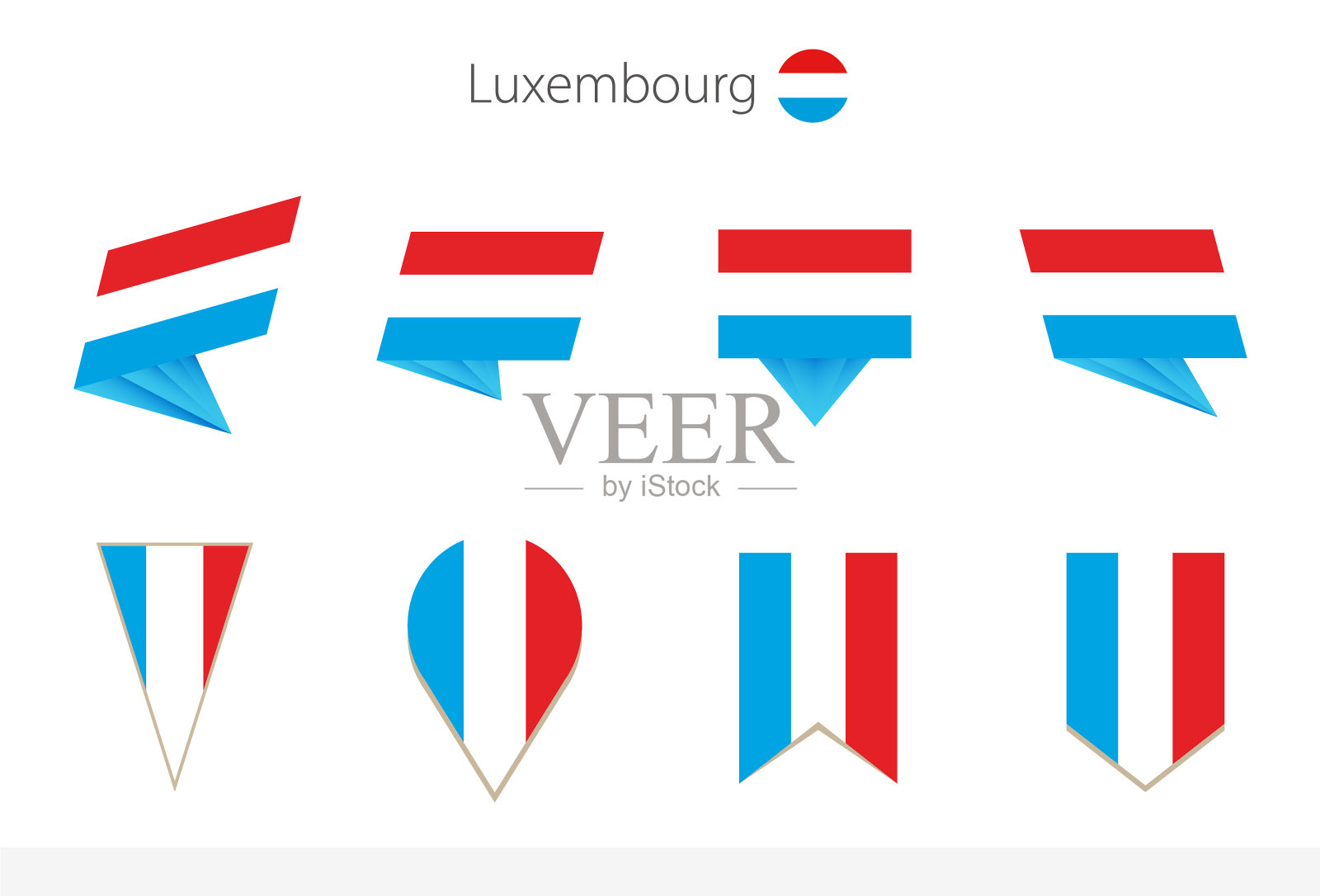 卢森堡国旗收集八面插画图片素材