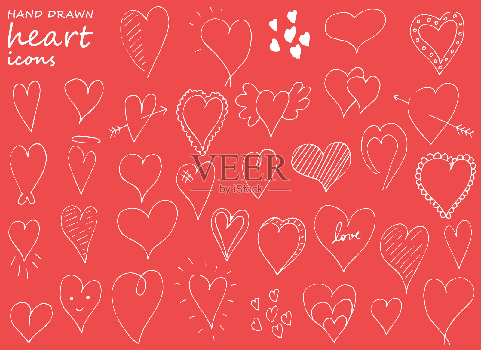 手绘心形设计插画图片素材