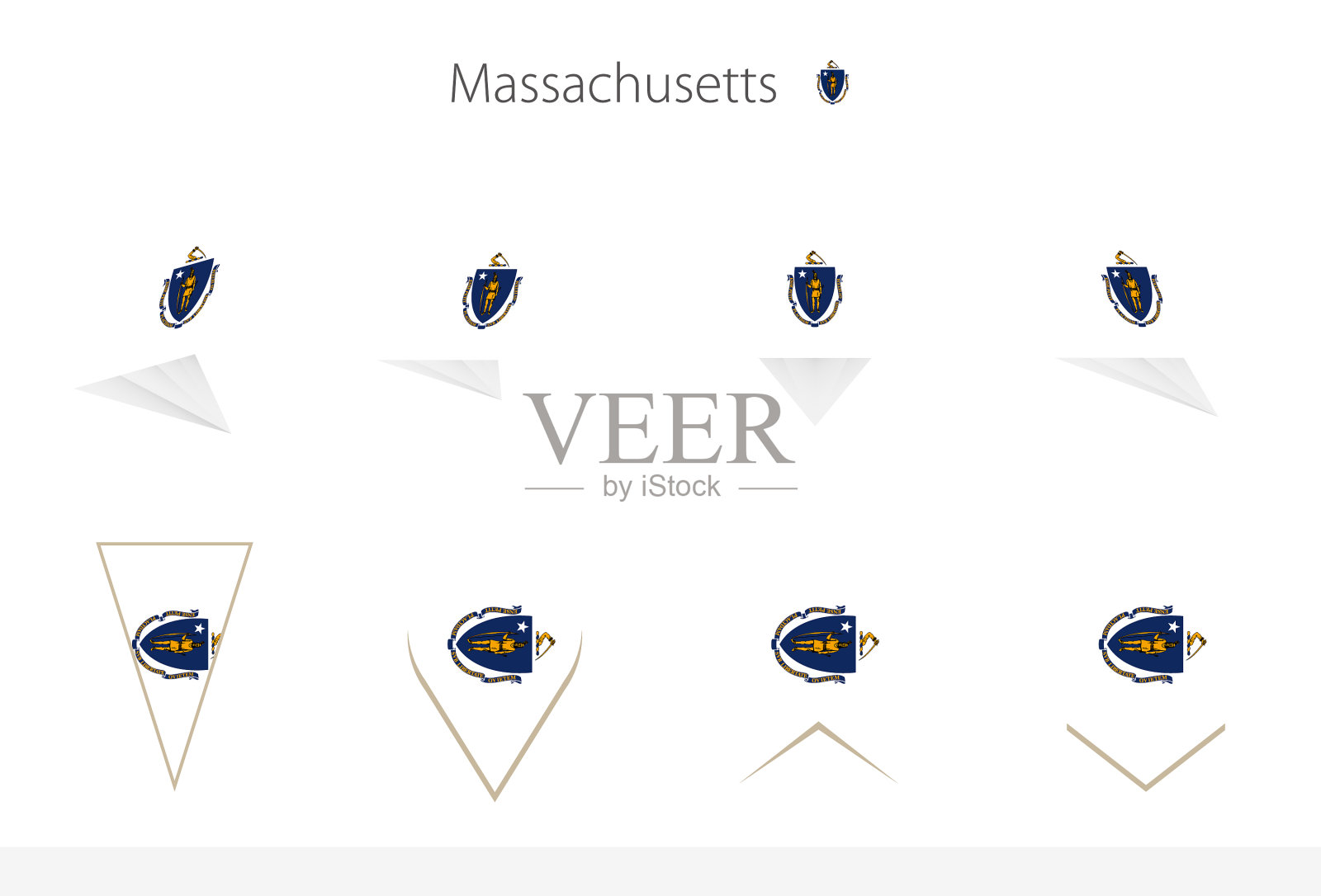 马萨诸塞州美国州旗收集八插画图片素材