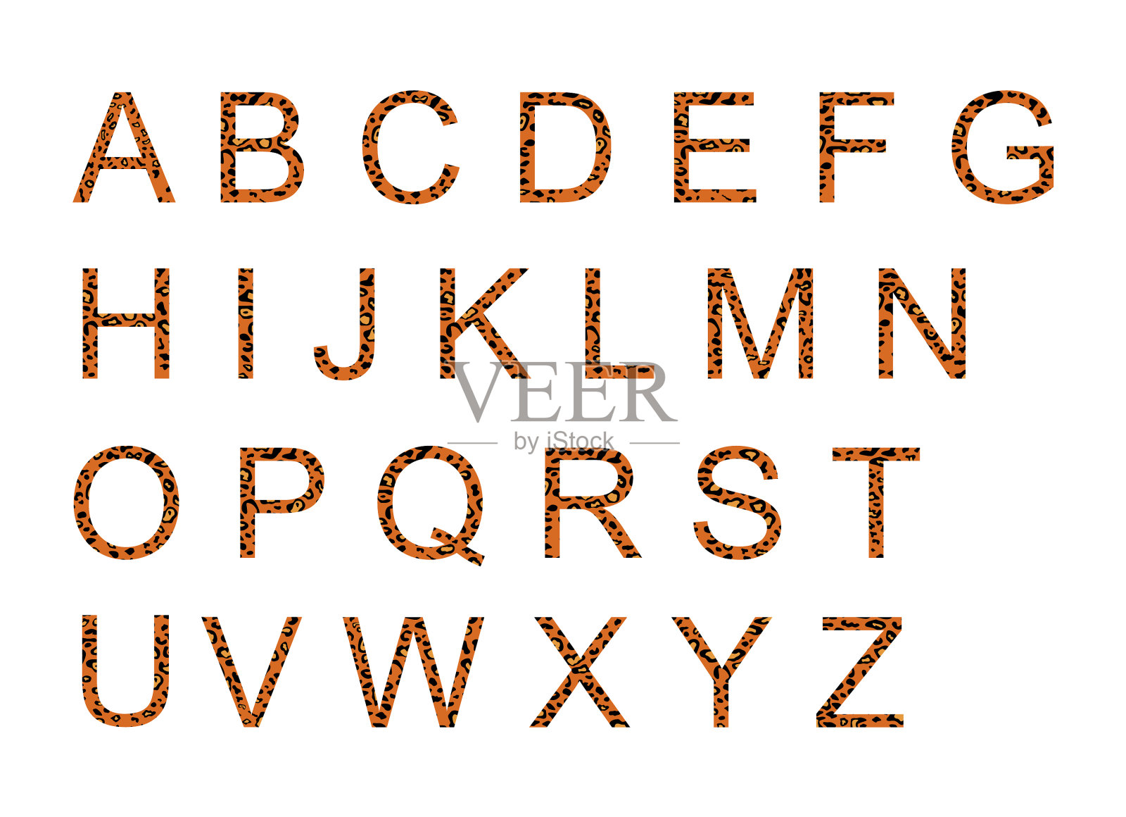 美洲豹字母字体与野生模式插画图片素材