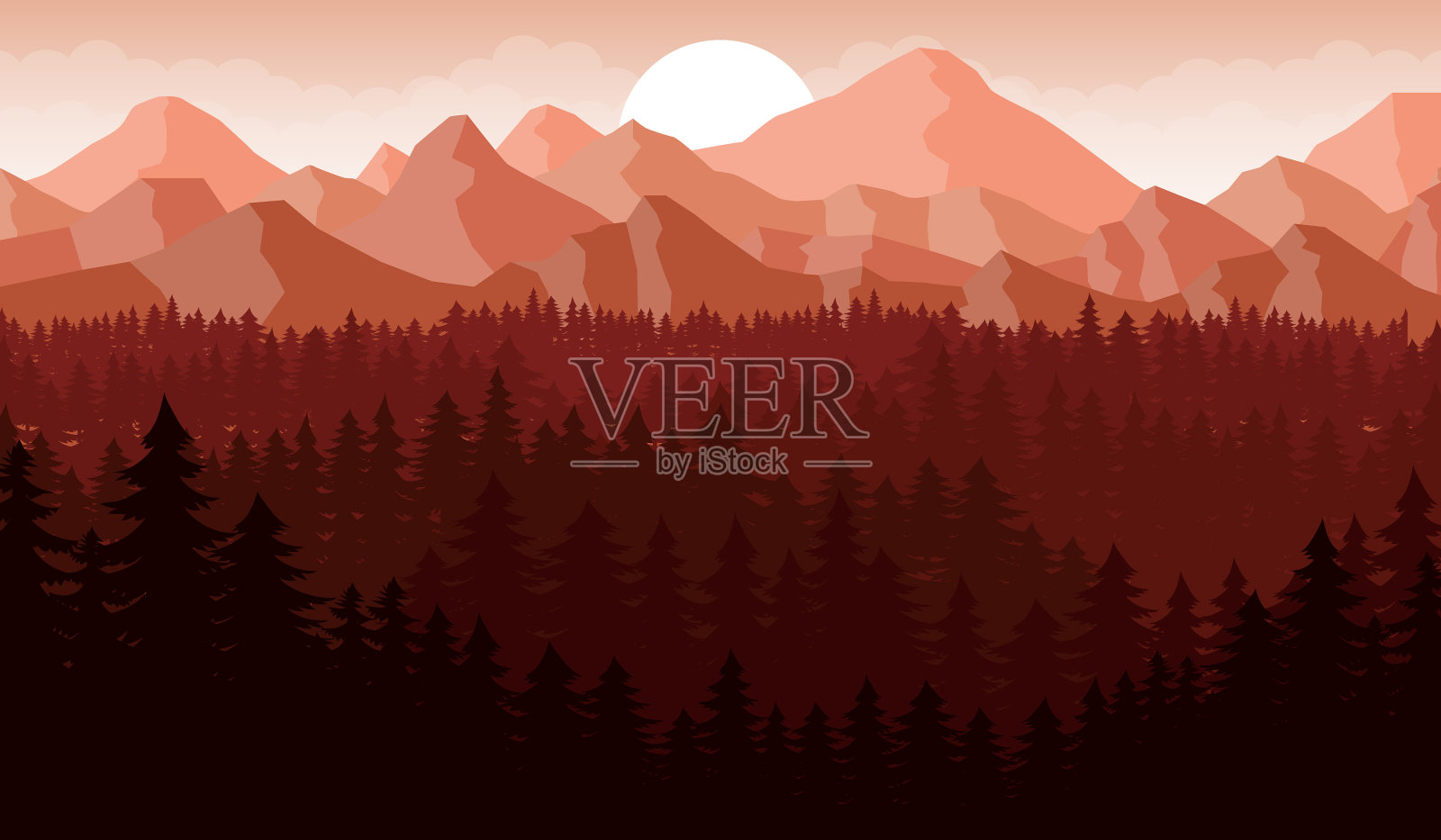 山川美丽的景观背景设计插画图片素材