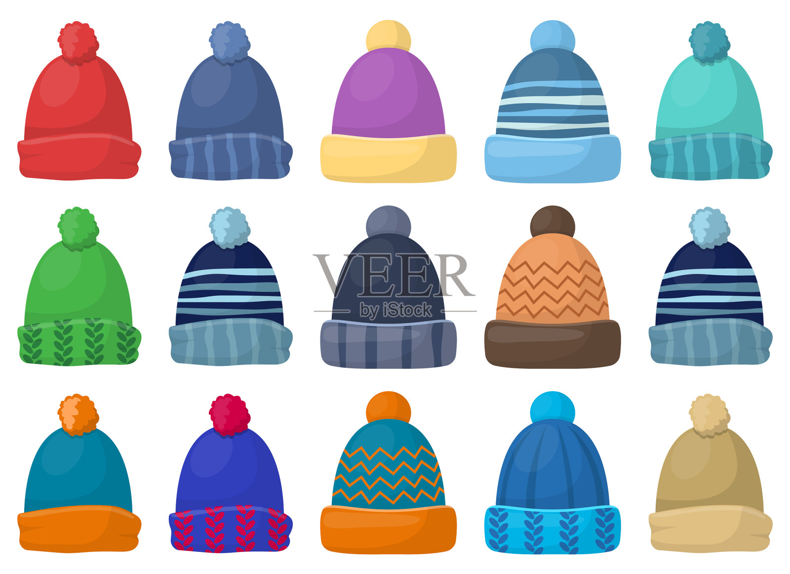 冬季帽设计孤立的白色背景插画图片素材