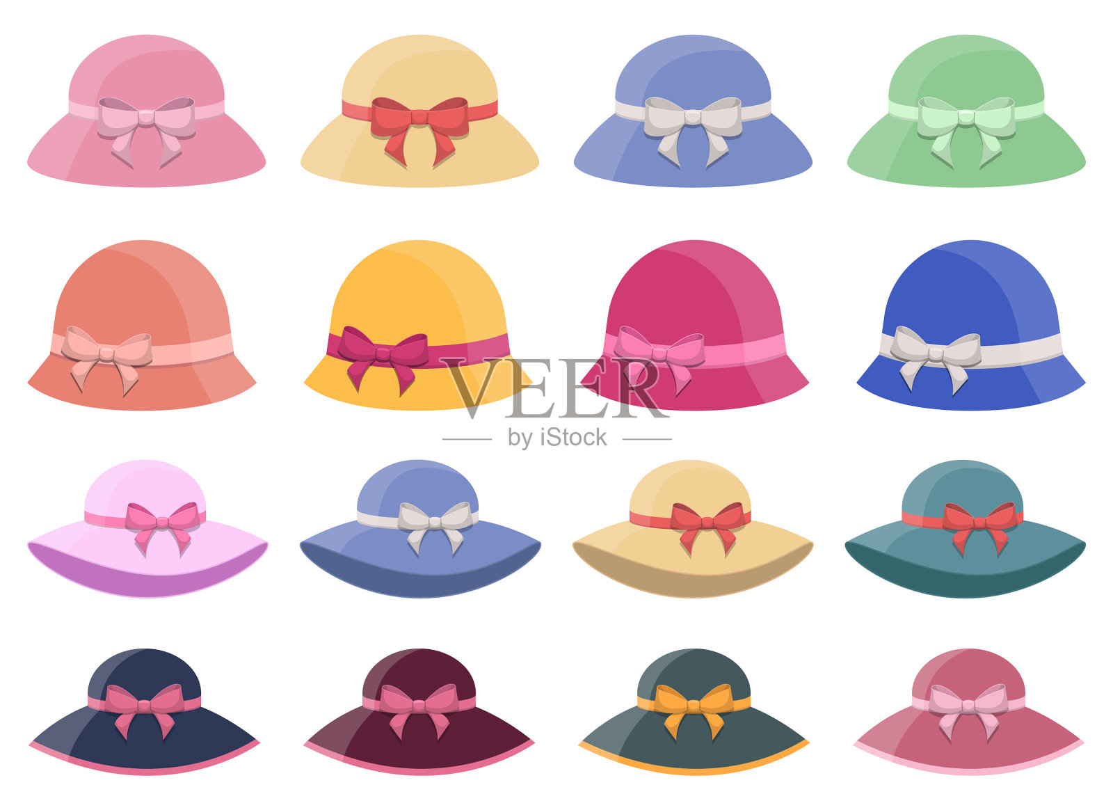 女性复古帽设计孤立在白色插画图片素材