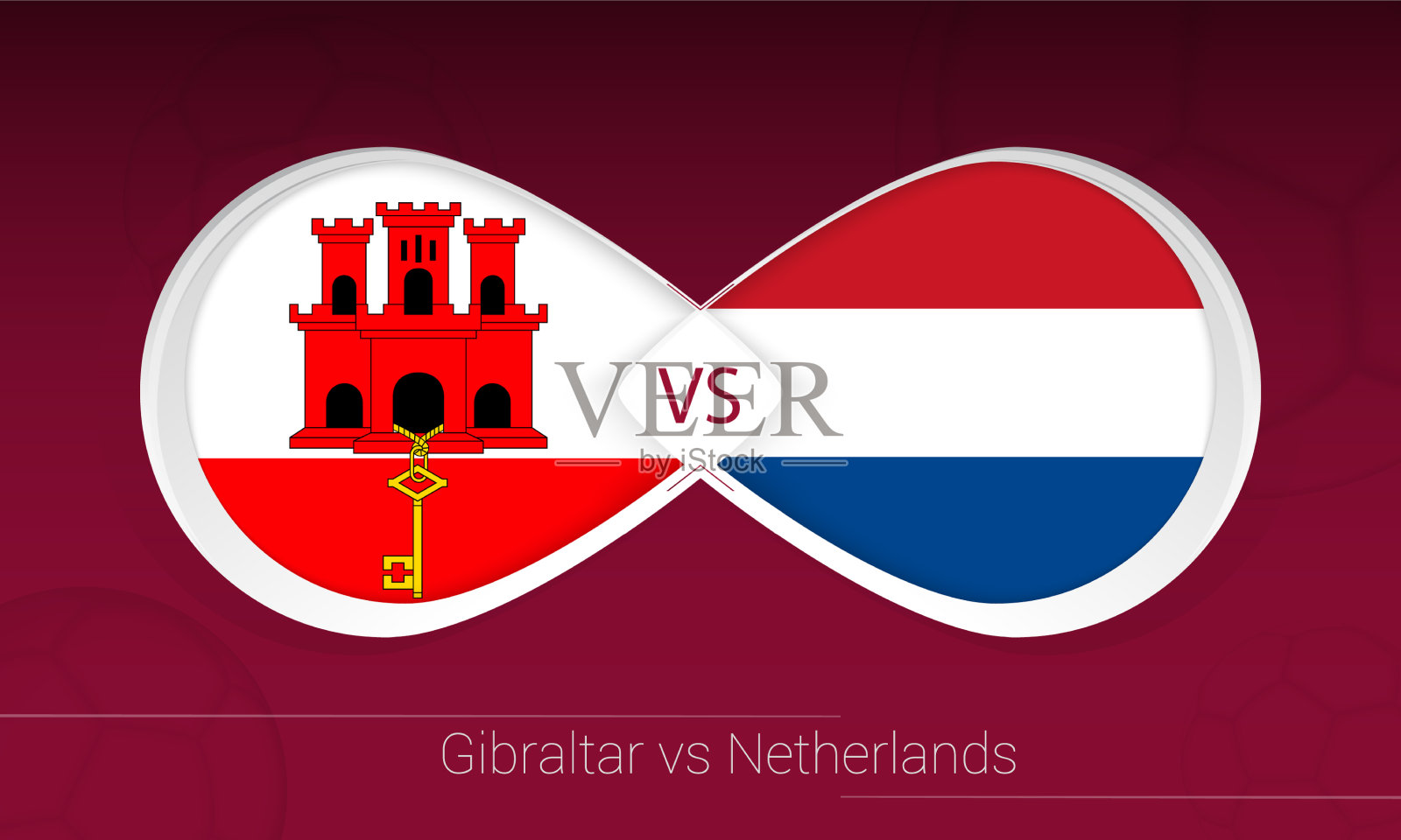 直布罗陀对荷兰队的足球比赛插画图片素材