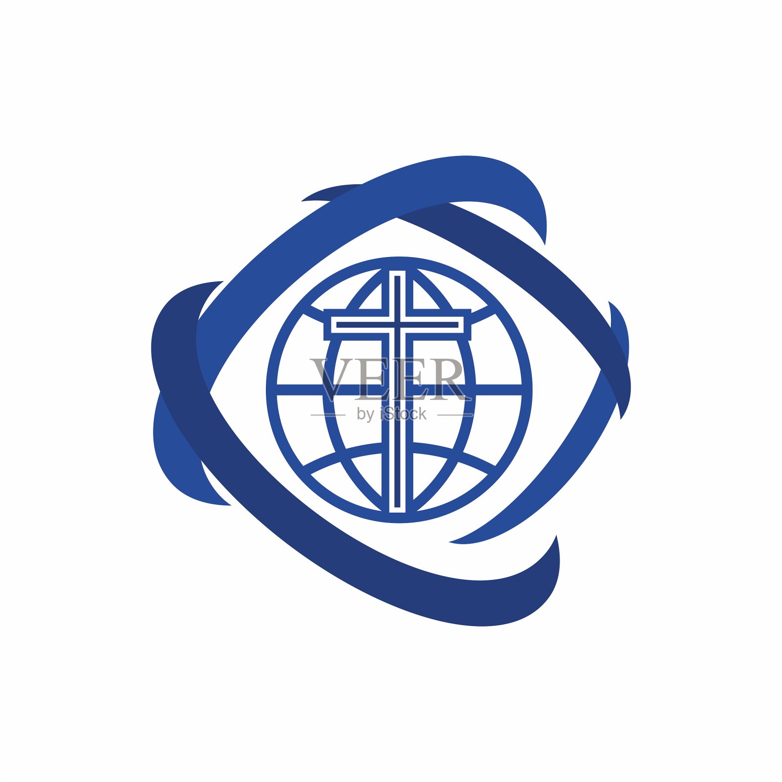 教堂的标志。克里斯蒂安·符号。耶稣的十字架和环球剧场插画图片素材