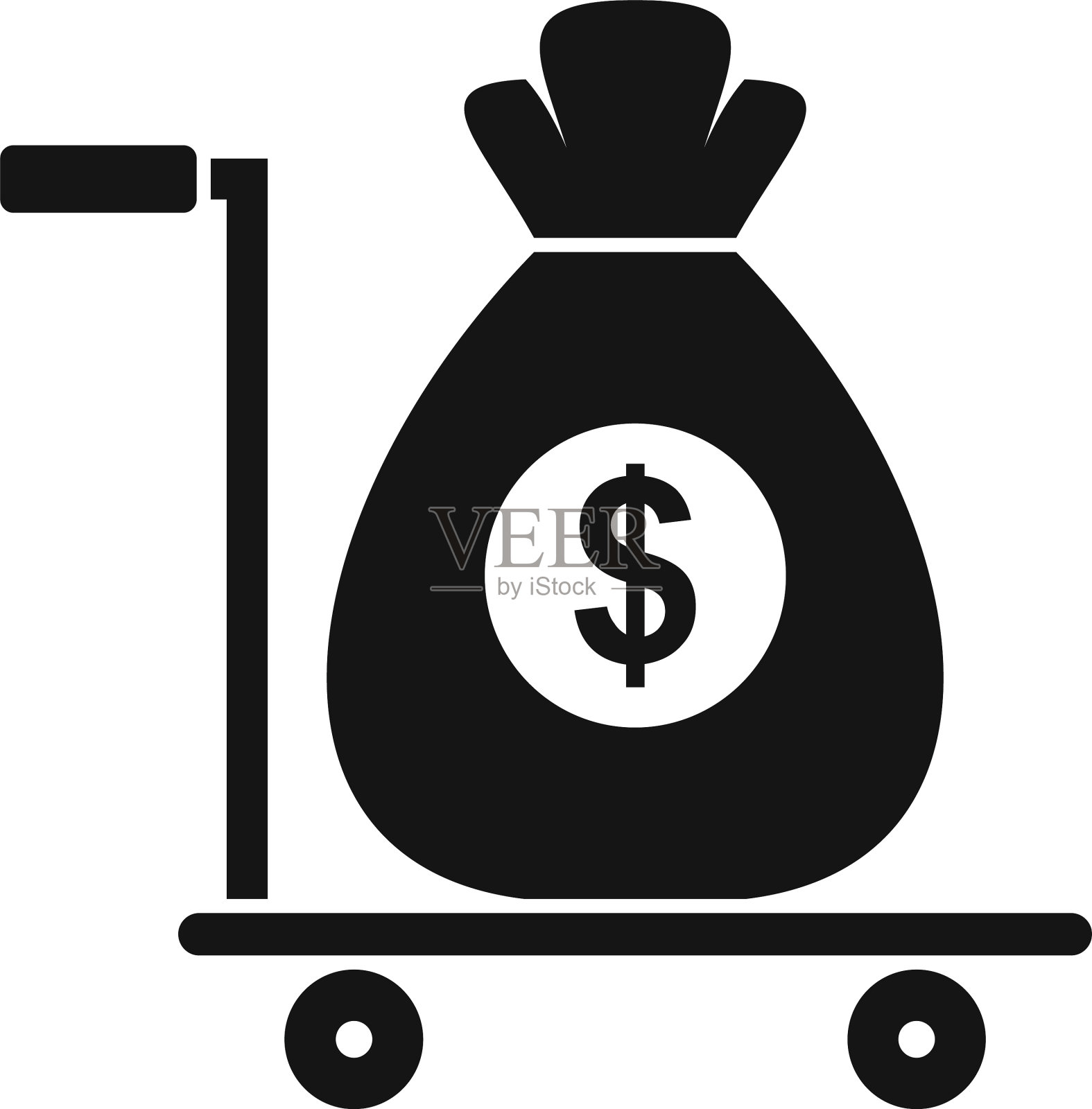 钱袋推车图标简单的风格设计元素图片
