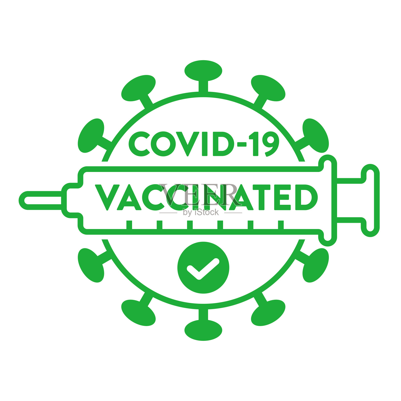 抗新型冠状病毒疫苗的标志插画图片素材