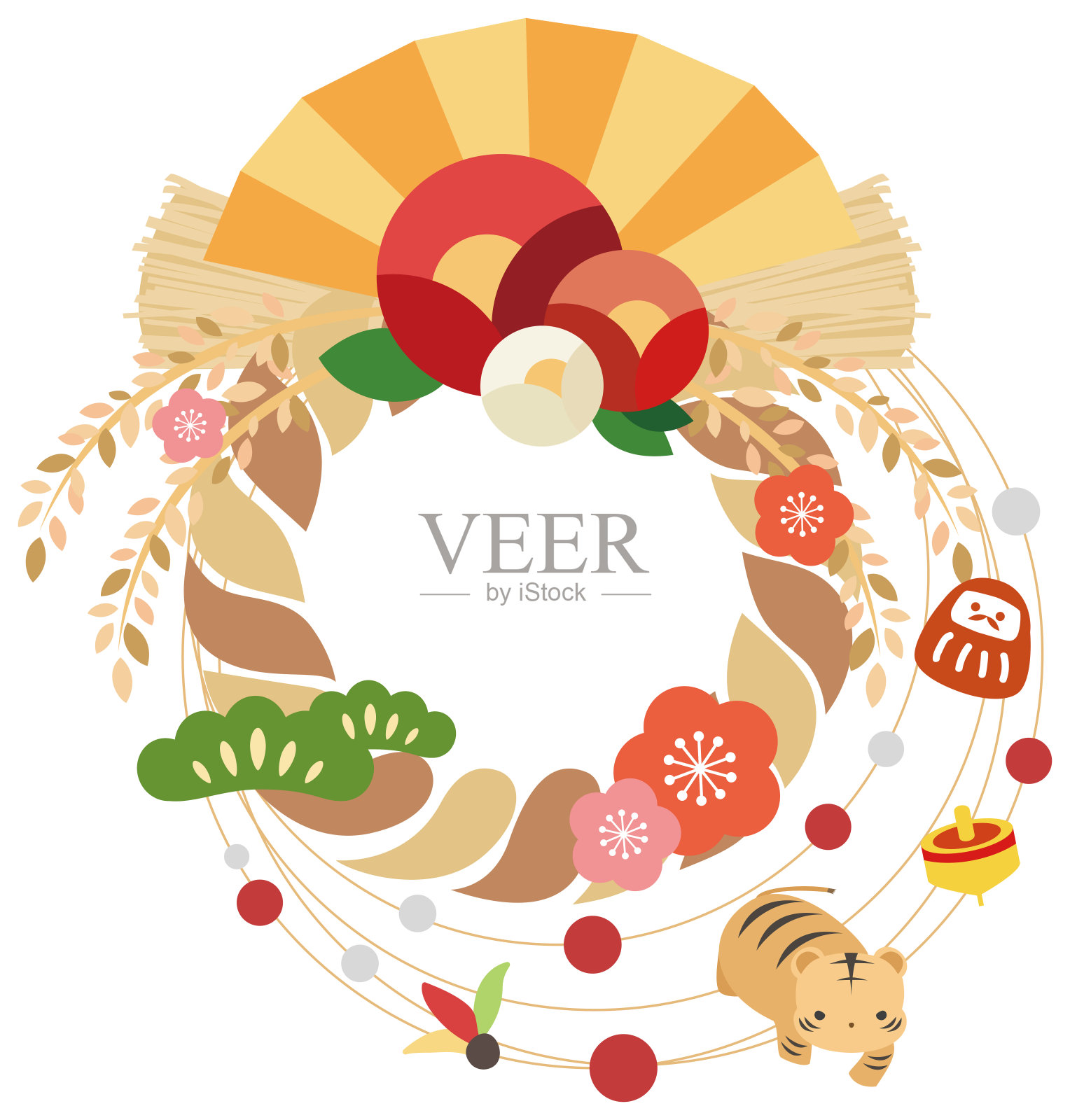 新年贺卡材料虎年矢量插图插画图片素材