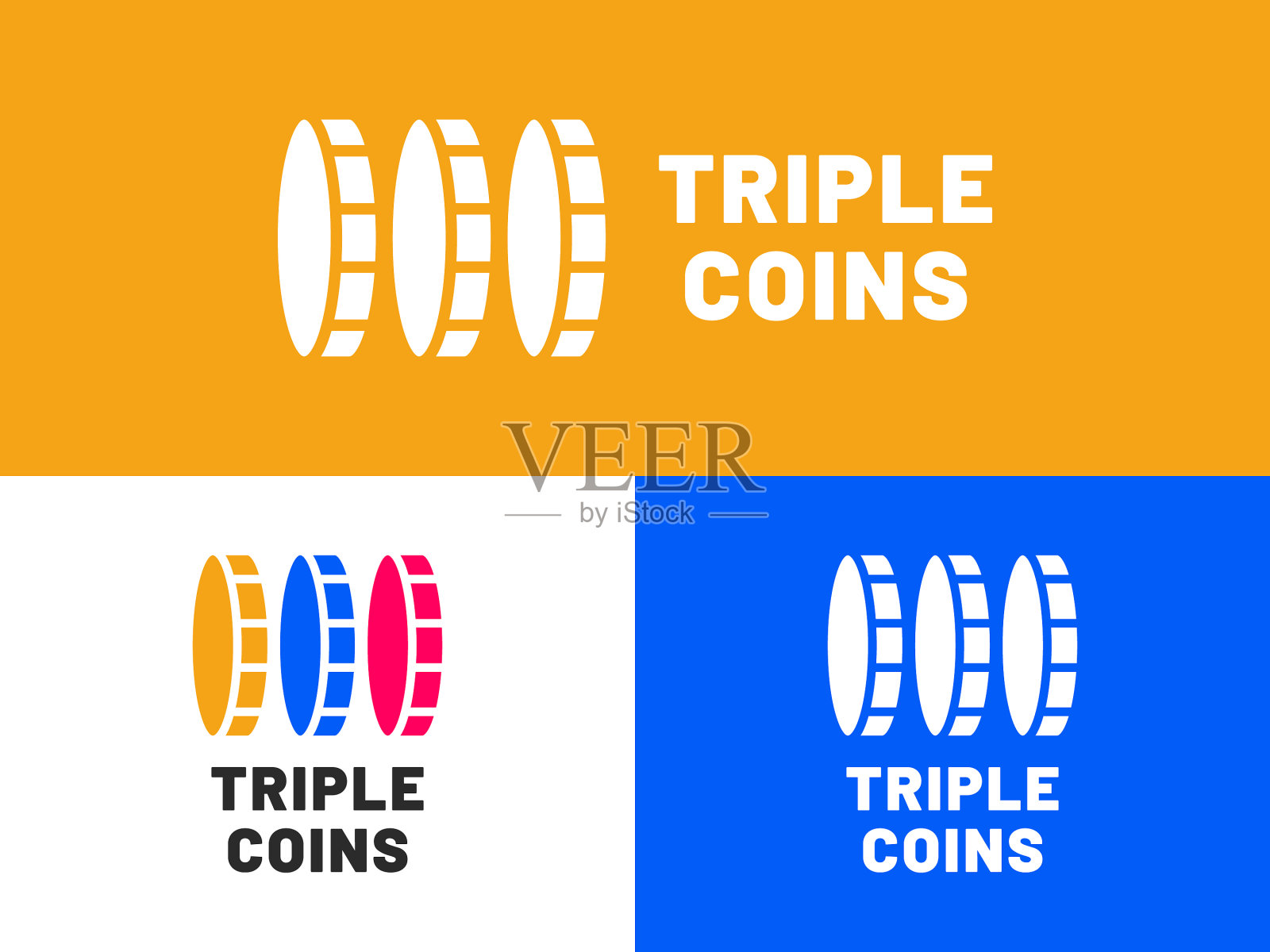 三枚硬币标志设计插画图片素材
