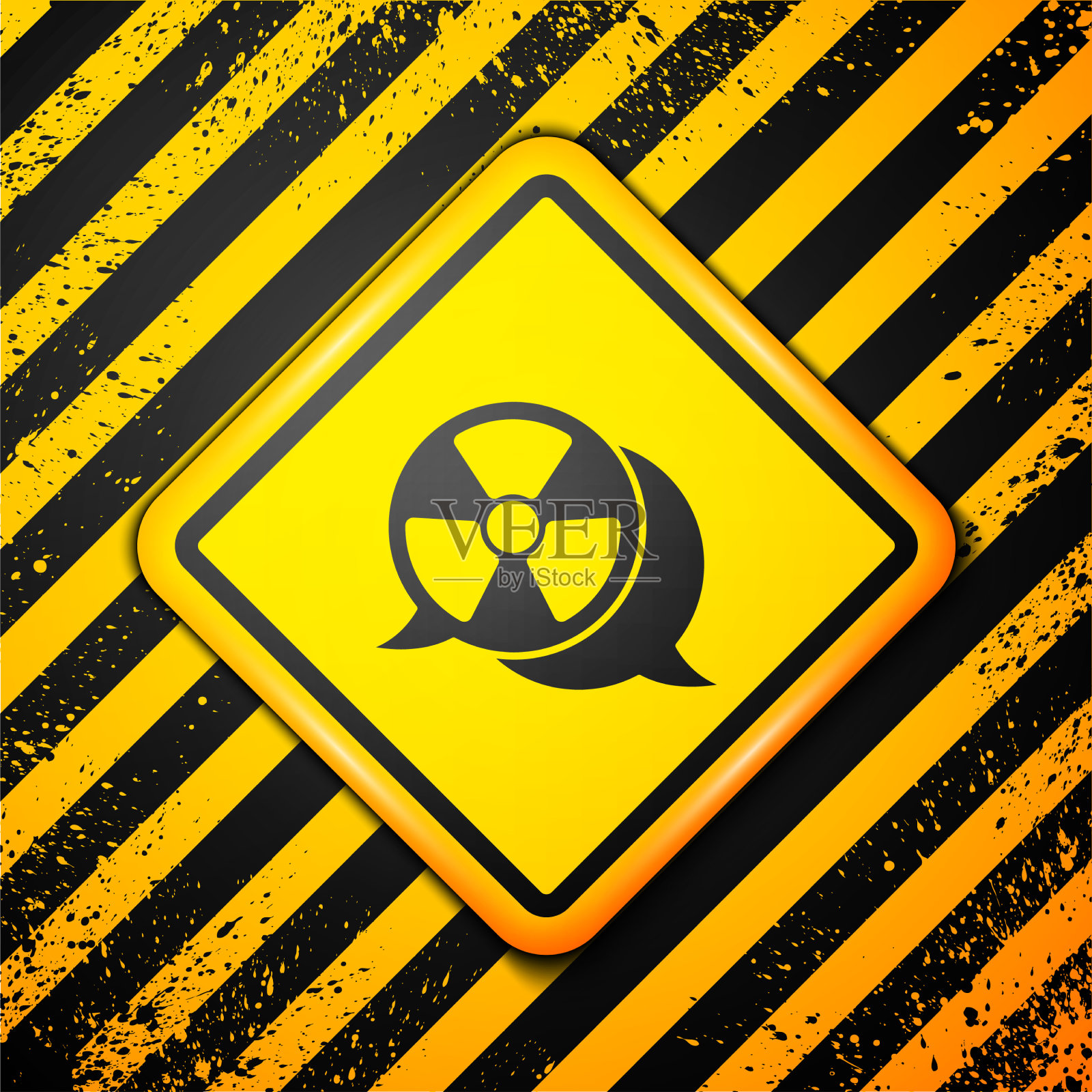 黑色放射性图标孤立在黄色上插画图片素材