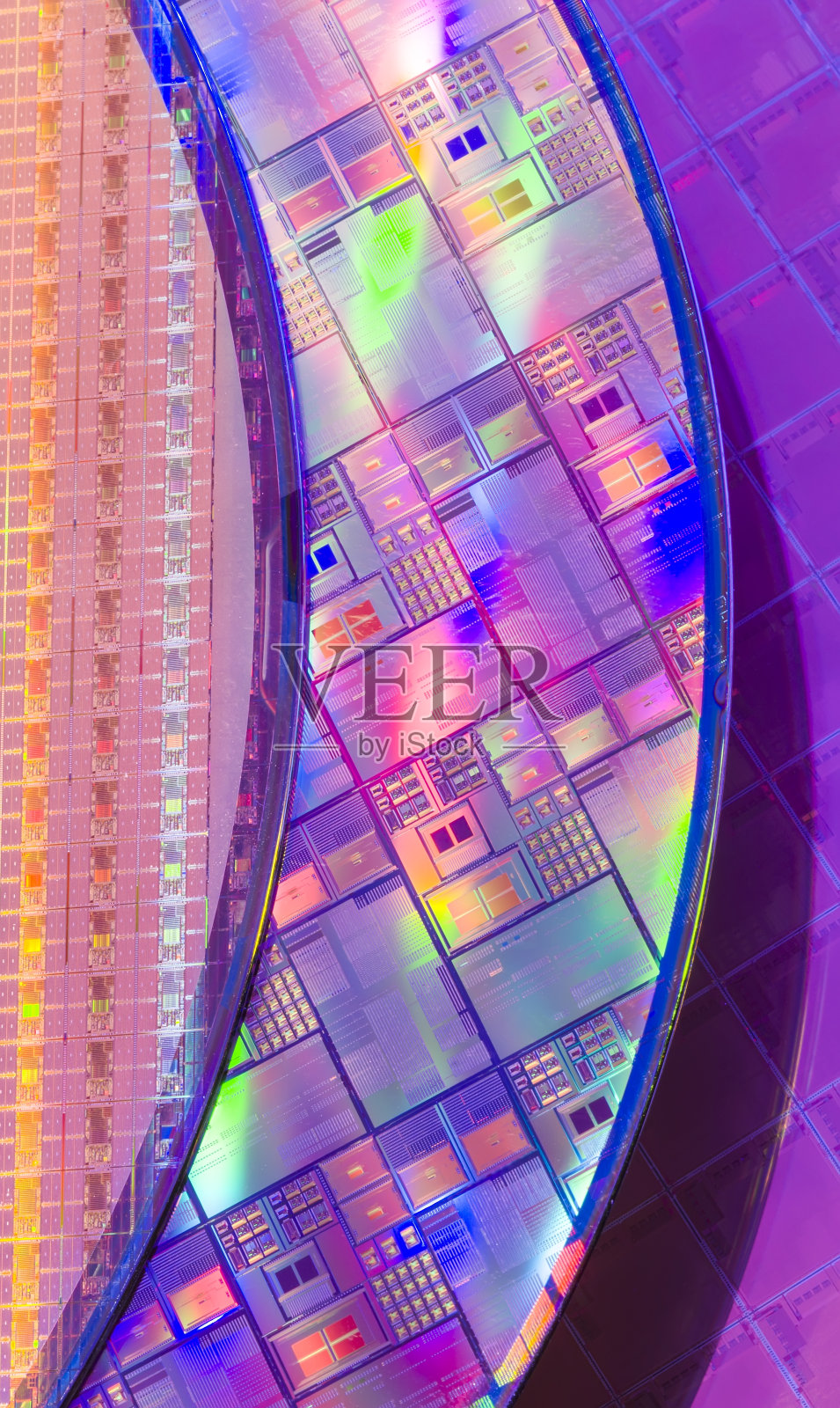 反射不同颜色的硅片。照片摄影图片