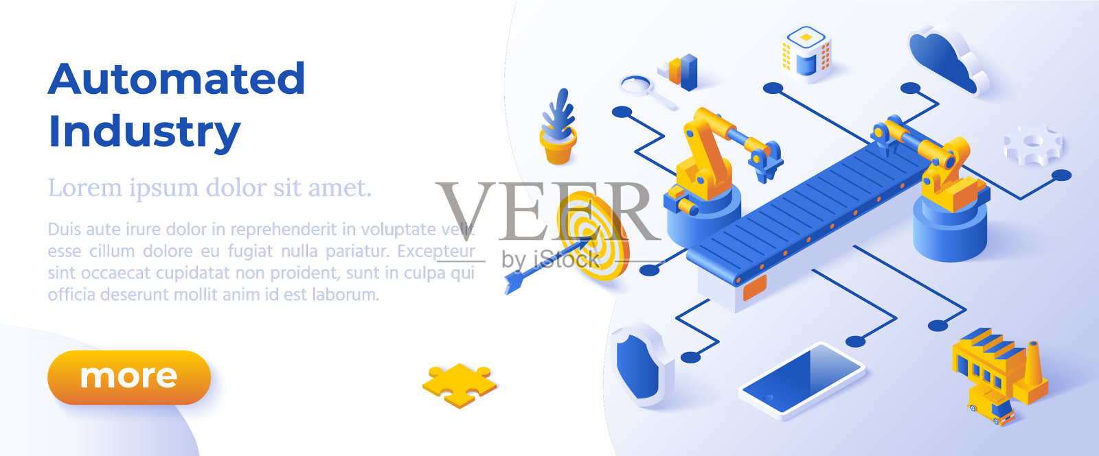 自动化行业横幅布局模板插画图片素材