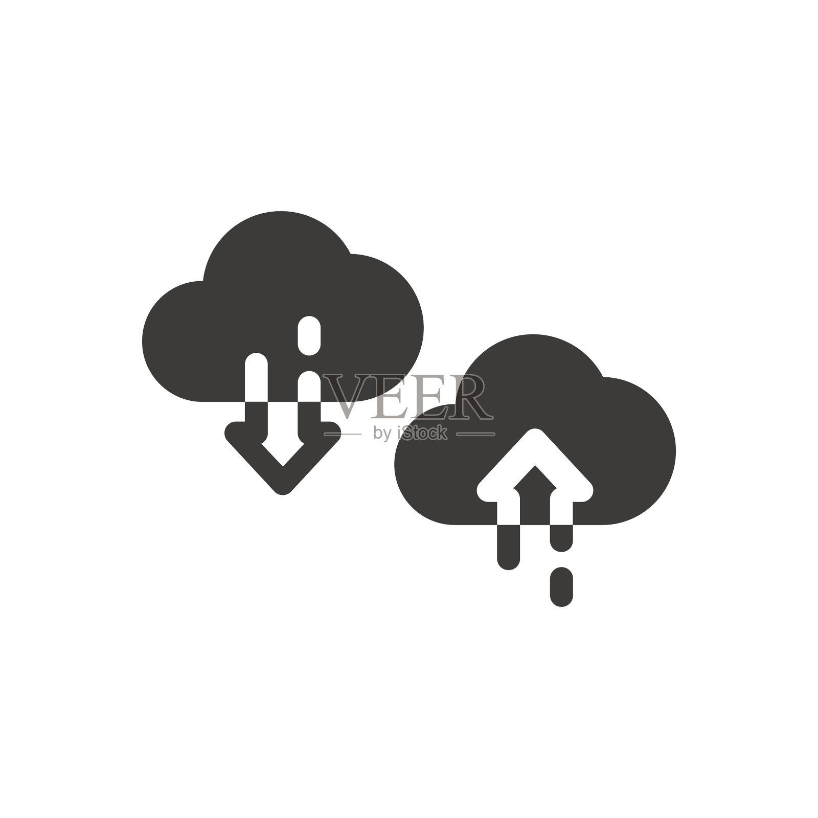 云与黑色箭头图标图标素材