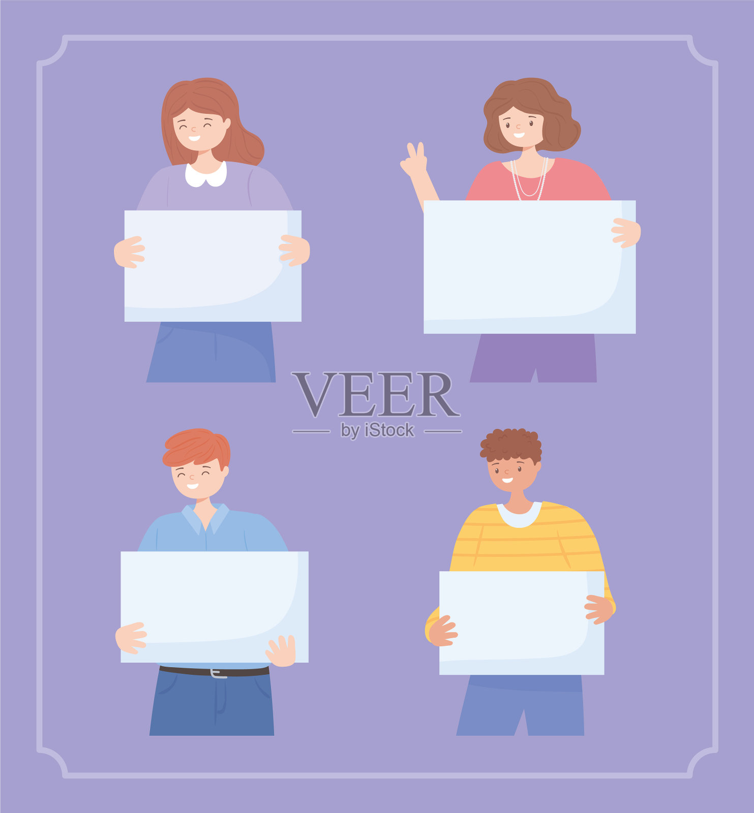 年轻人标语牌插画图片素材