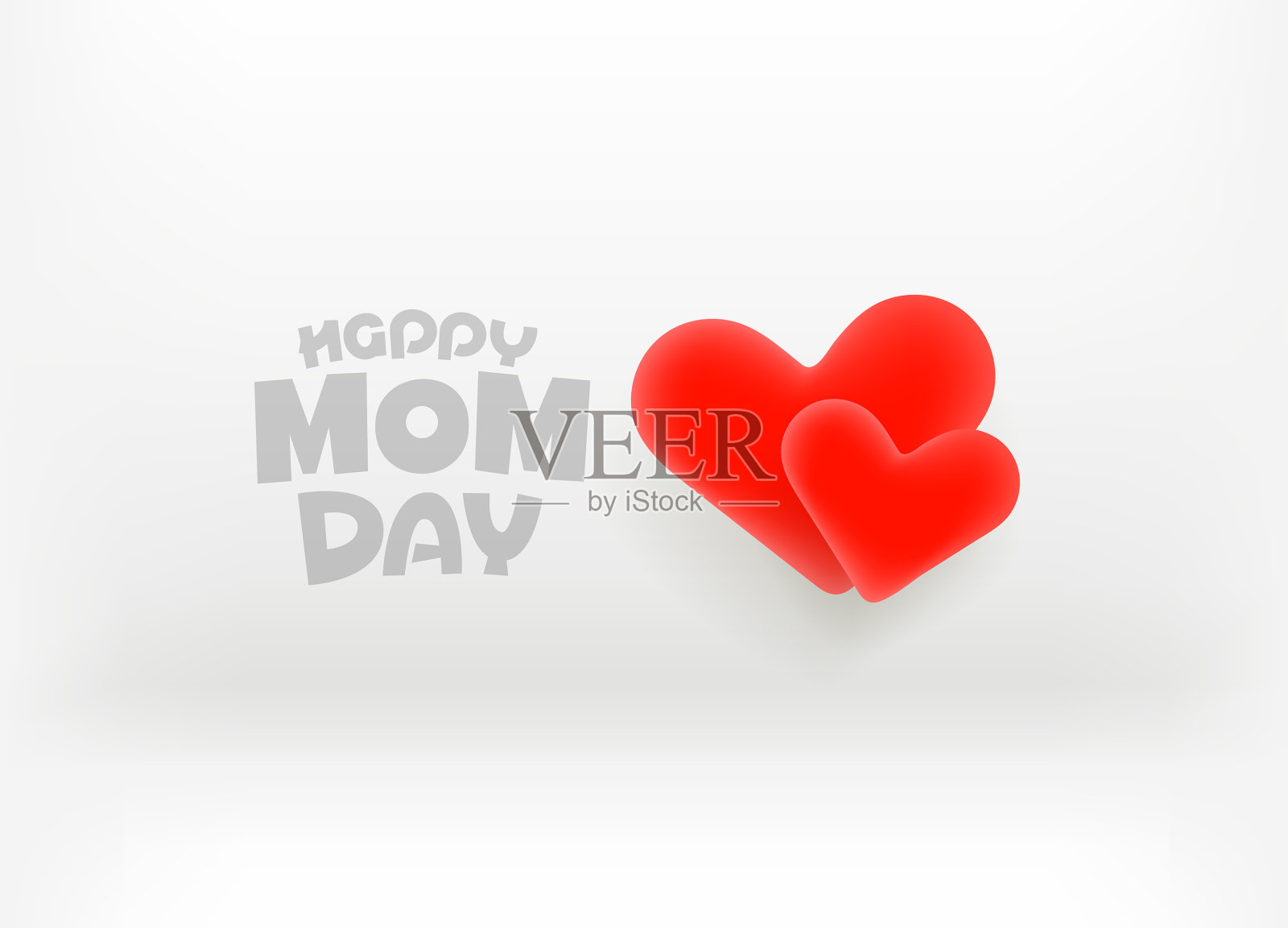 母亲节快乐卡片上有两颗红心——妈妈插画图片素材