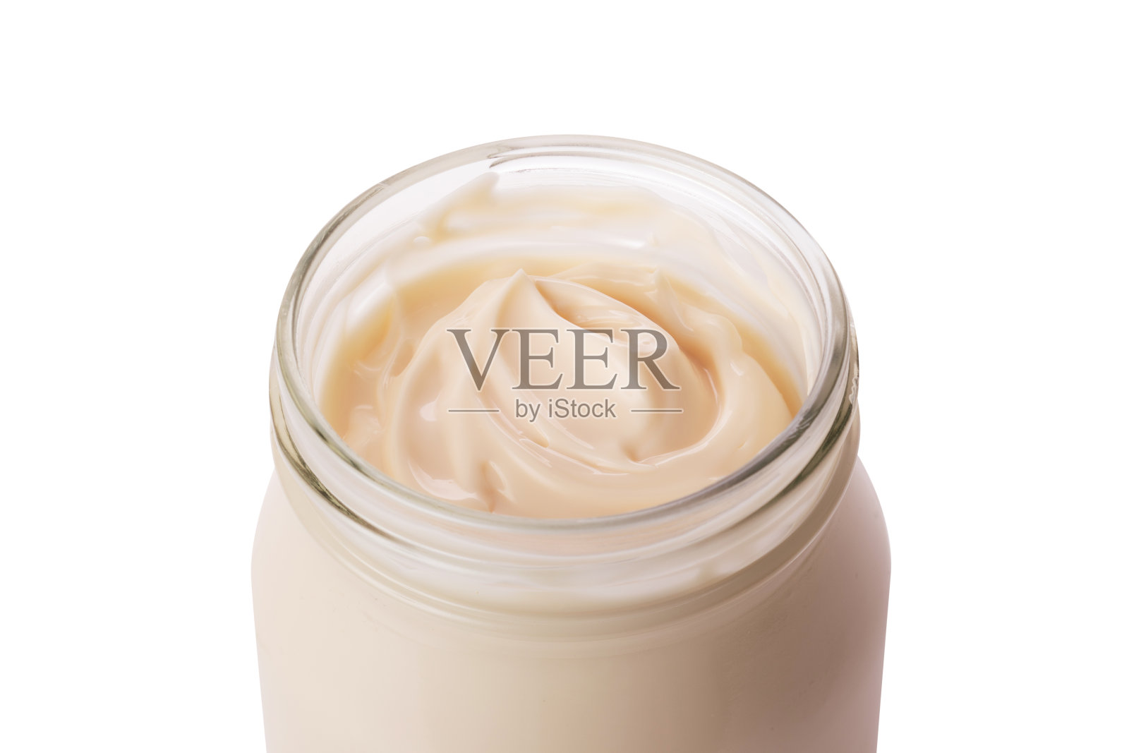 打开蛋黄酱罐与夹路径。照片摄影图片