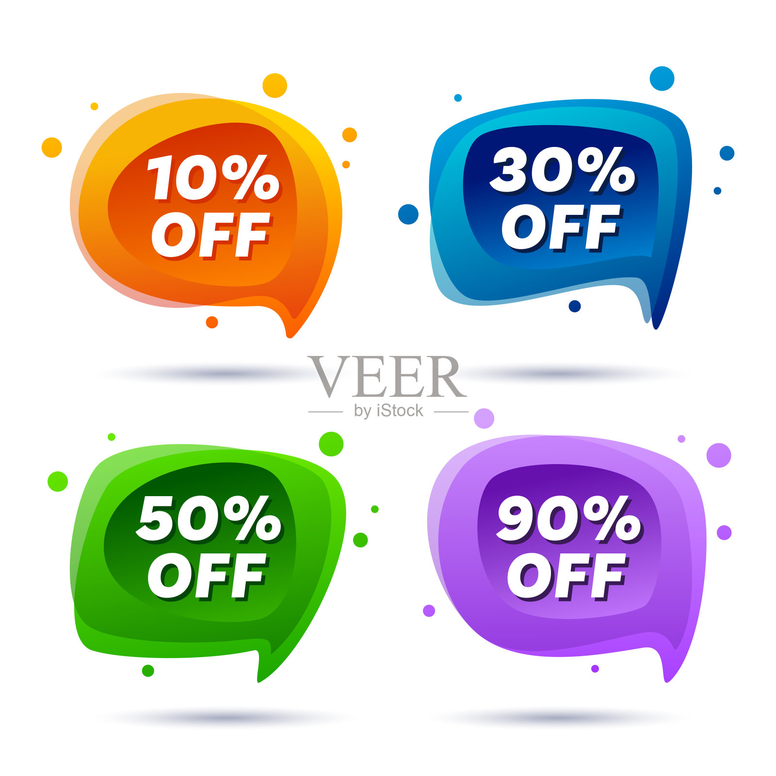 特价标志。10、30、50和90%的折扣符号设计元素图片