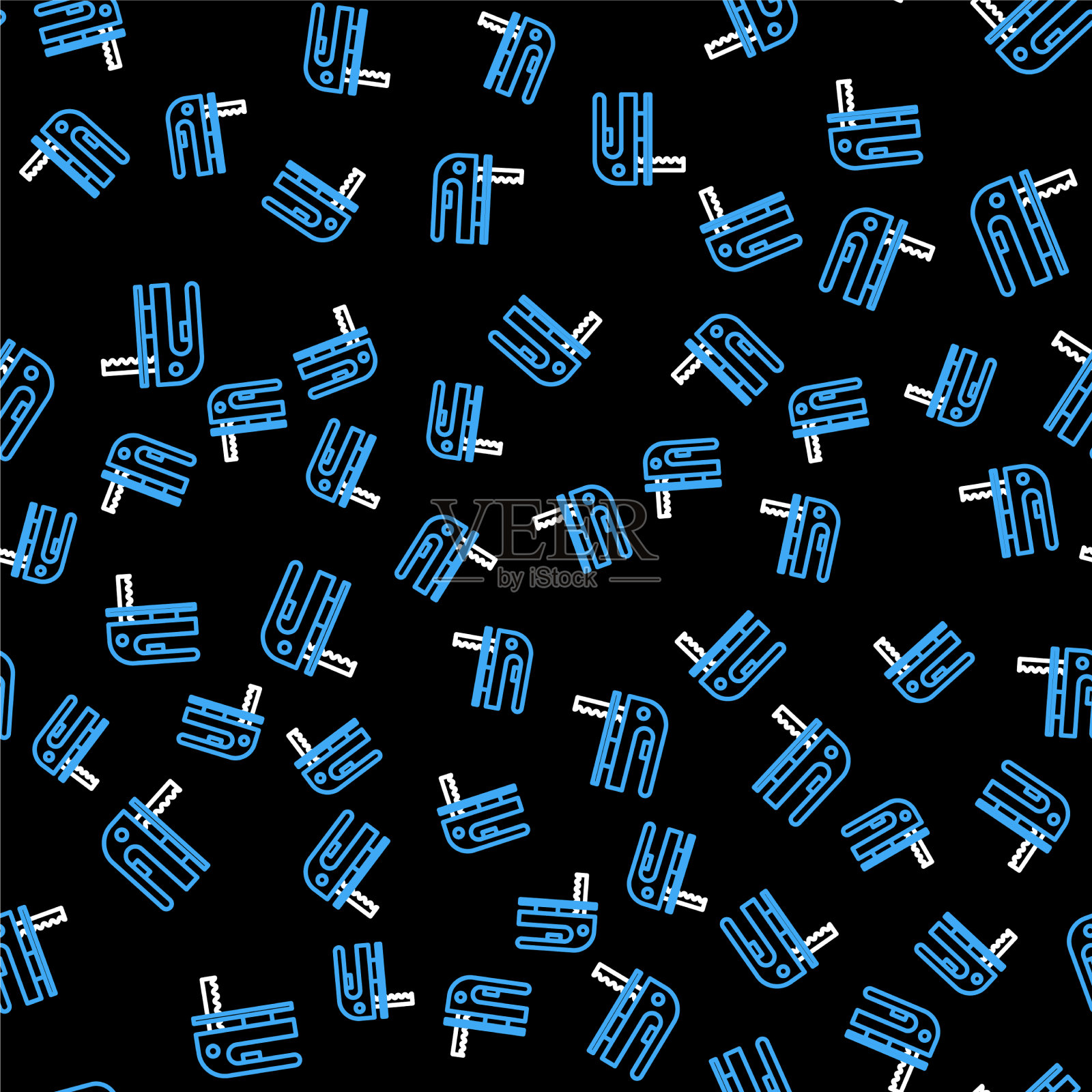 线电锯与钢锋利的刀片图标插画图片素材