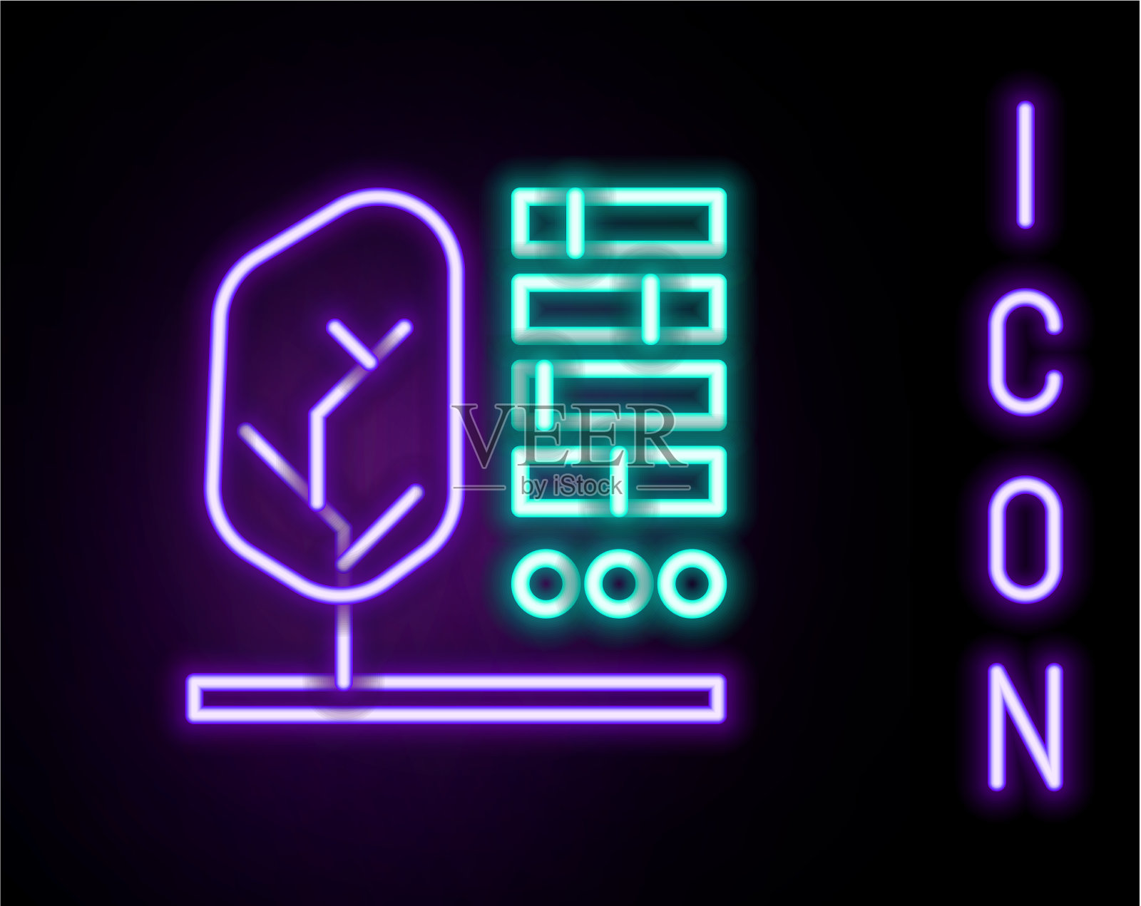 发光的霓虹灯线工厂状态图标隔离插画图片素材