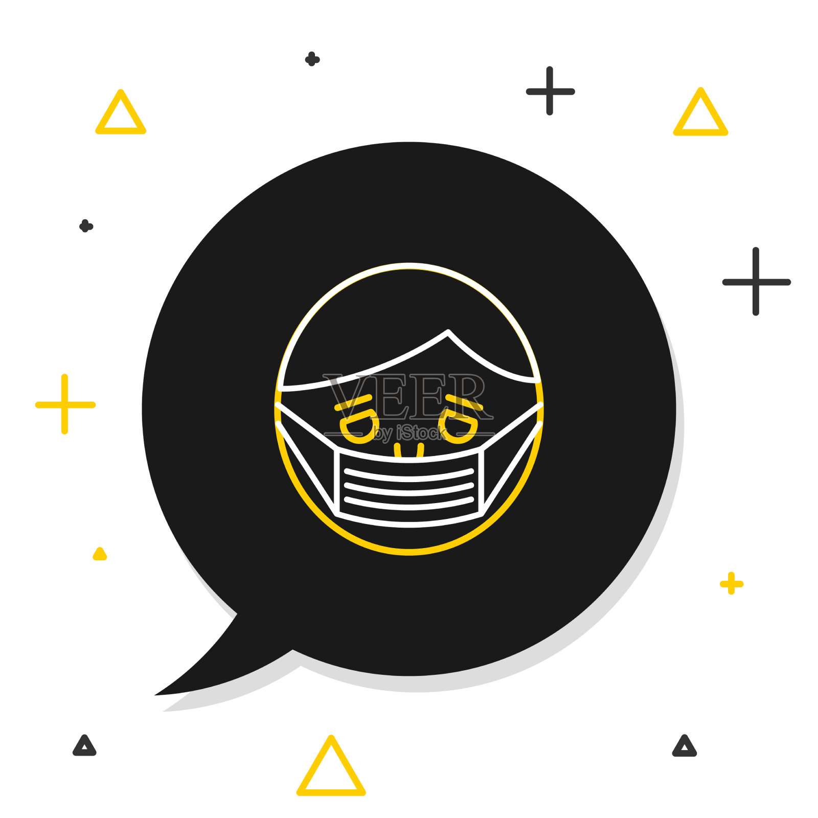 线人的脸在一个医疗防护面具图标插画图片素材