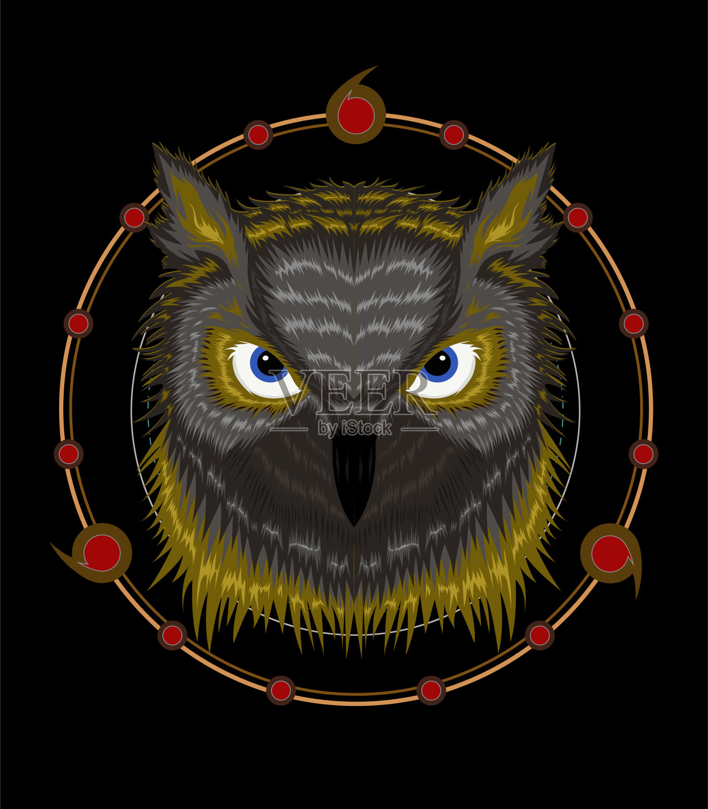 猫头鹰的标志。用于t恤设计印刷的猫头鹰插图插画图片素材