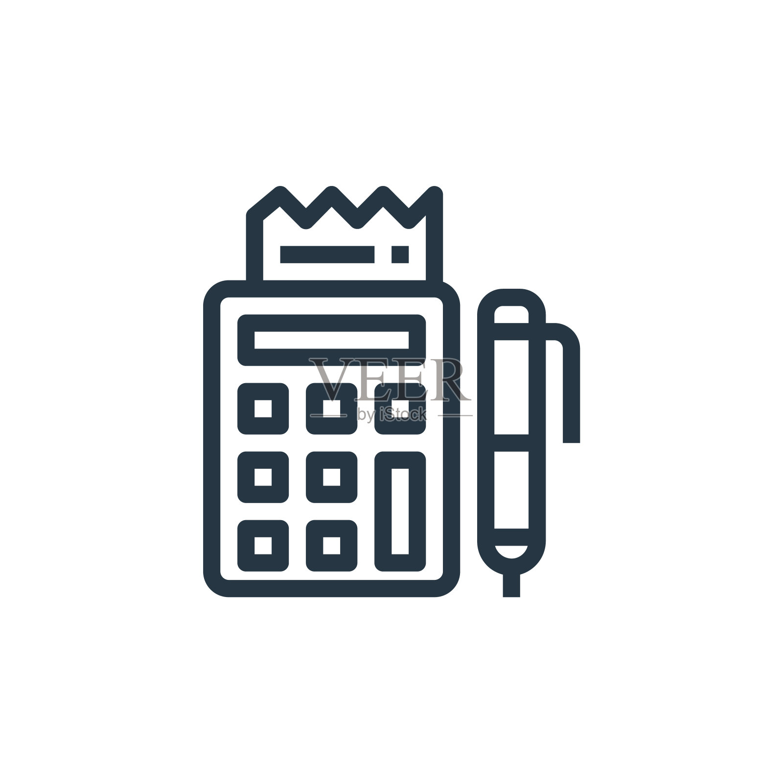 计算器图标矢量从业务和金钱的概念。细线插图计算器可编辑的笔画。计算器线性符号用于web和移动应用程序，标志，印刷媒体。图标素材