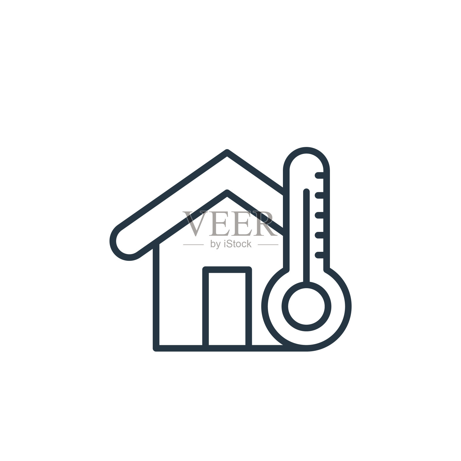 温度控制图标向量从智能家居概念。细线插图的温度控制可编辑的行程。温度控制线性标志，用于web和移动应用程序，标志，打印。图标素材