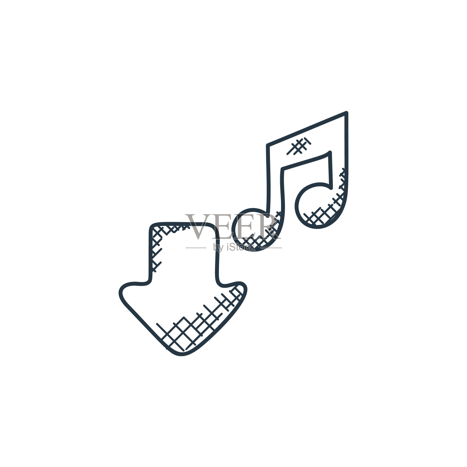 下载图标矢量从音乐概念。细线插图下载可编辑的笔触。下载线性标志使用在web和移动应用程序，标志，印刷媒体。图标素材