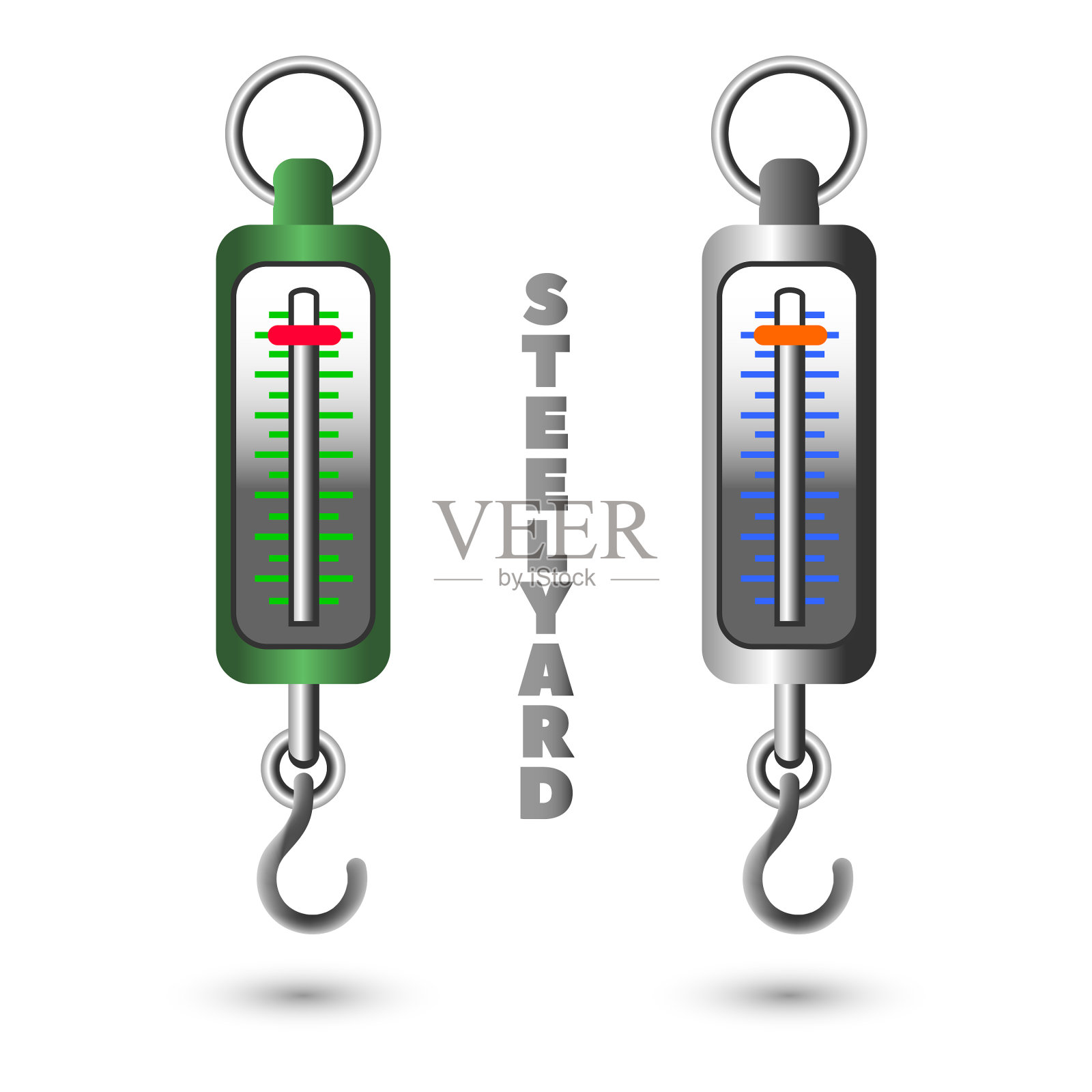 两个带影子的彩色秤插画图片素材